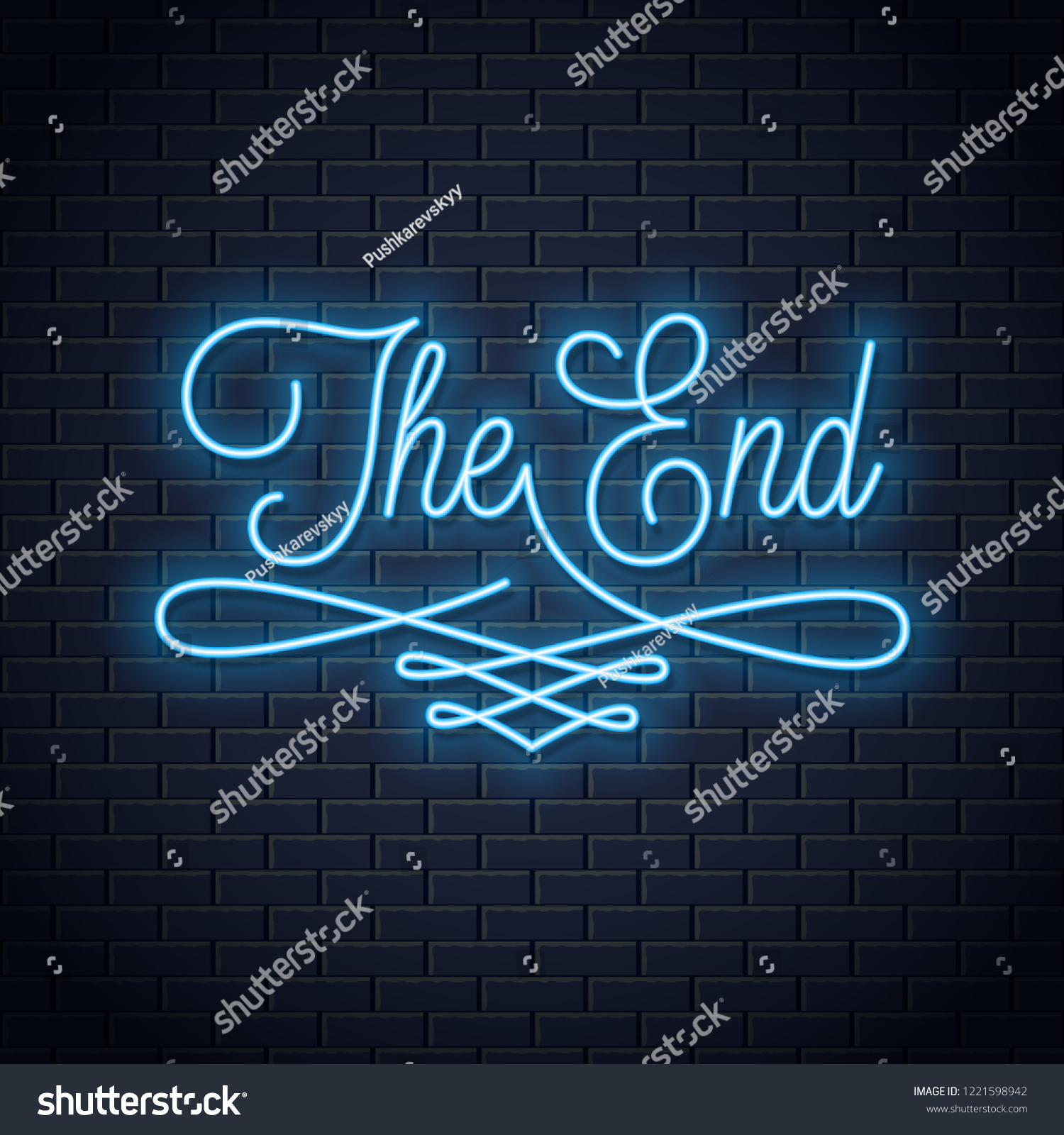 End Neon Sign Vintage Movie Ending Stock Vector (Royalty Free) 1221598942