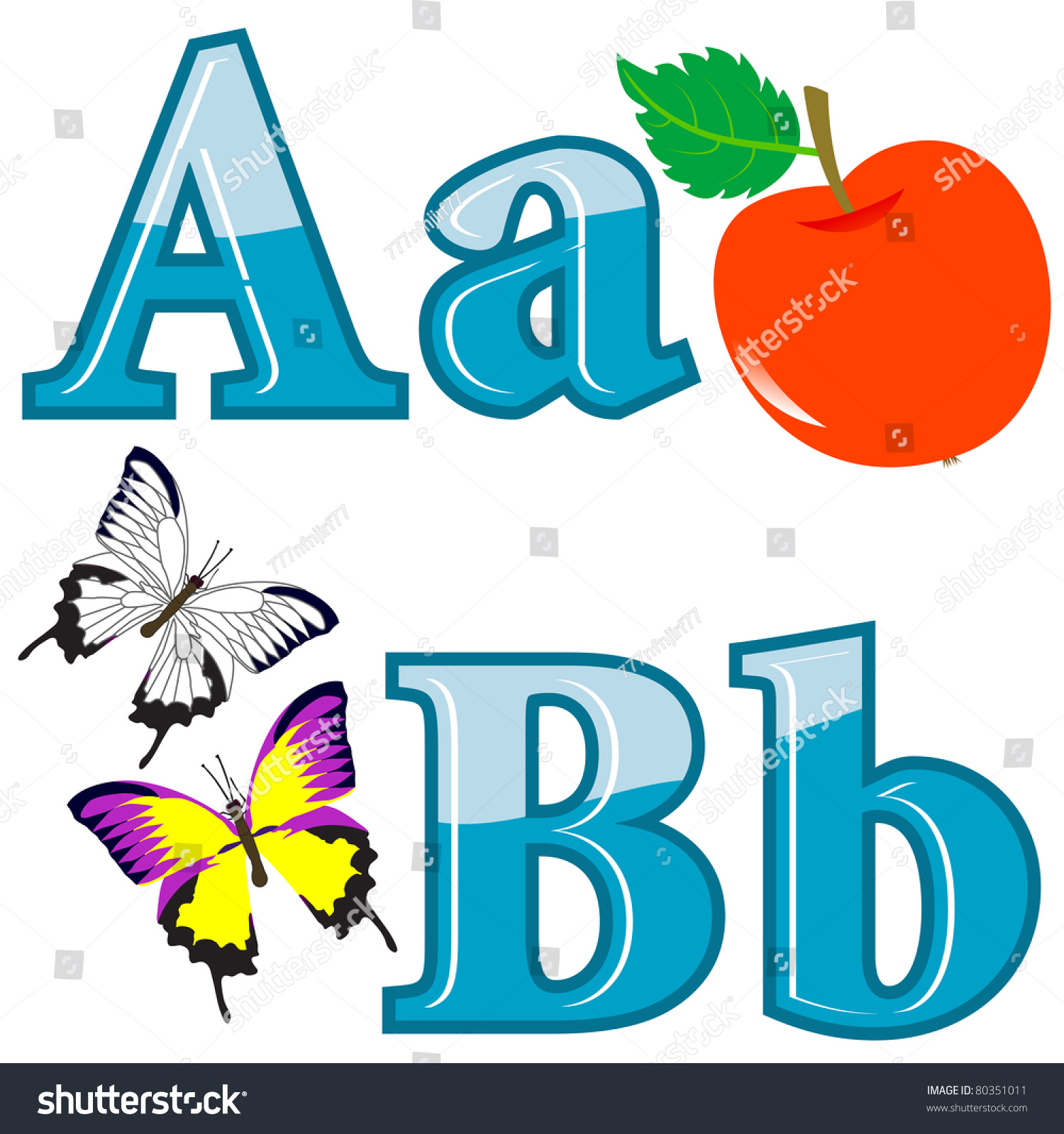 The English Alphabet With Funny Pictures. Letters A; B. Vector ...