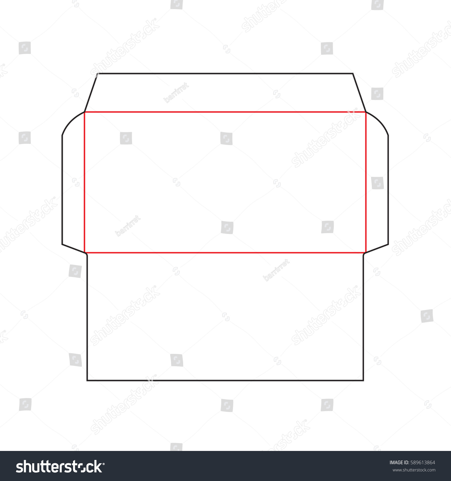 envelope dl size die cut template stock vector 589613864 shutterstock