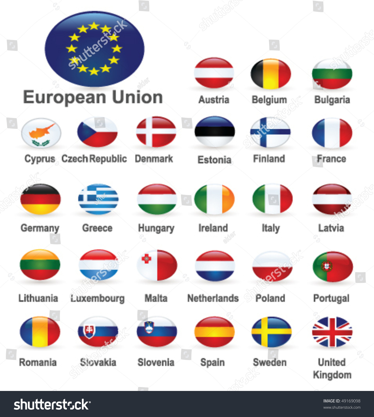 European Union Countries Flags Stock Vector 49169098 - Shutterstock