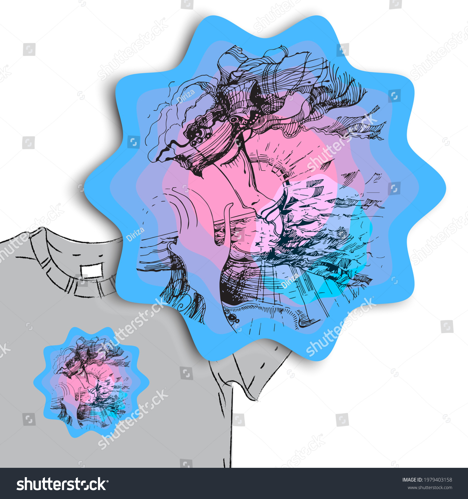 Face Woman Girl Profilesea Sun Beach Stock Vector Royalty Free 1979403158 Shutterstock 3219