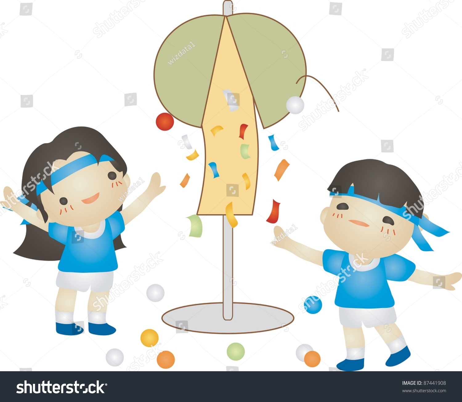 kids celebrating with colorful confetti clip art preview