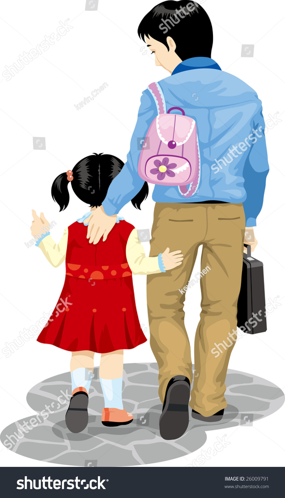 Father Takes His Daughtherto Go Home Stock Vector Royalty Free