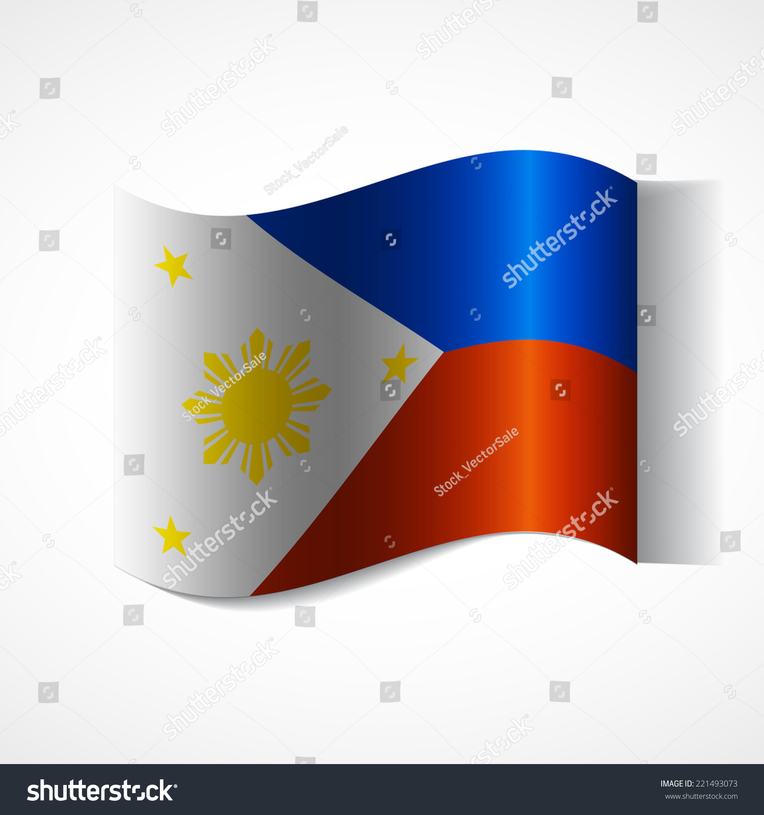 Flag Philippines Banner Country Waveform Fluttering Stock Vector ...