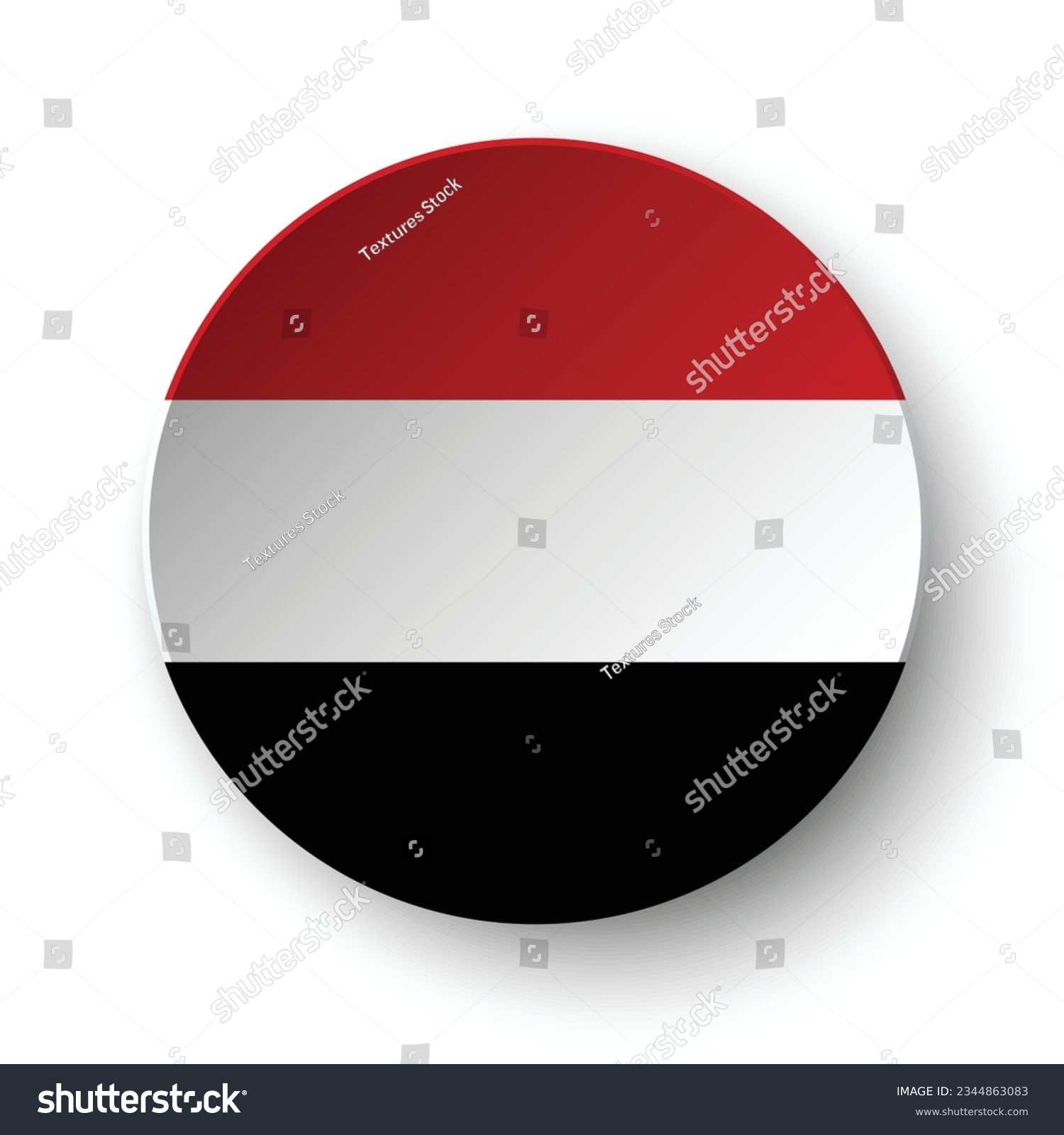 SVG of The flag of Yemen. Button flag icon. Standard color. Circle icon flag. 3d illustration. Computer illustration. Digital illustration. Vector illustration. svg
