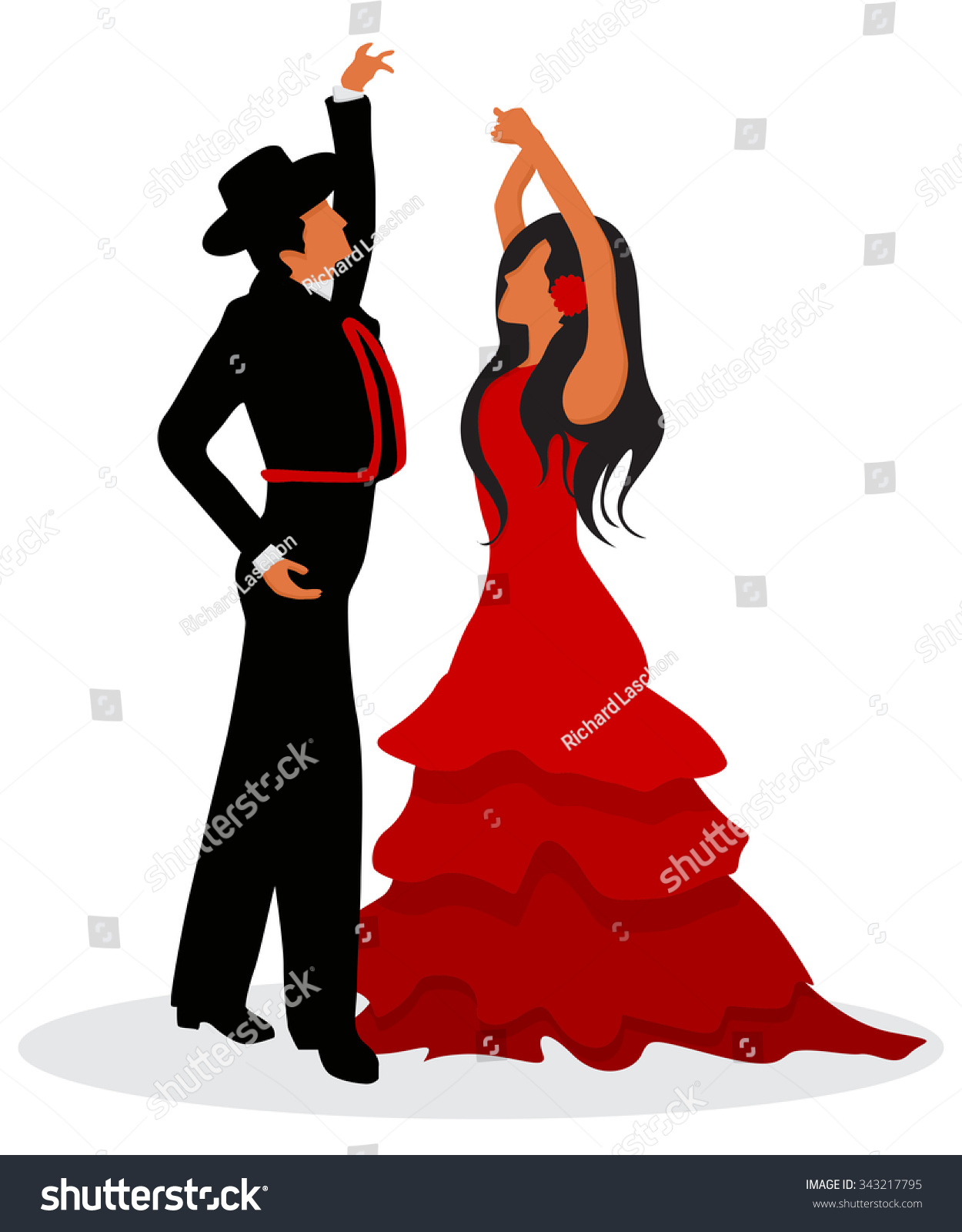 The Flamenco Dancers Stock Vector 343217795 : Shutterstock