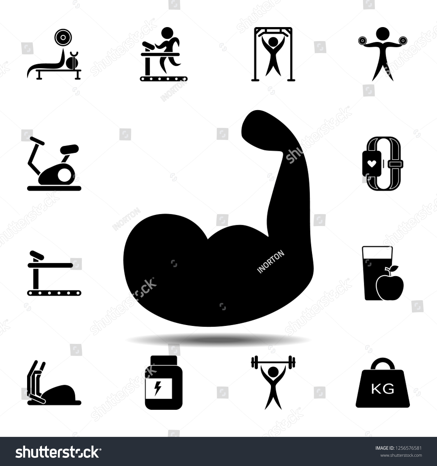 Flexing Bicep Muscle Strength Power Icon Stock Vector Royalty Free 1256576581 4012