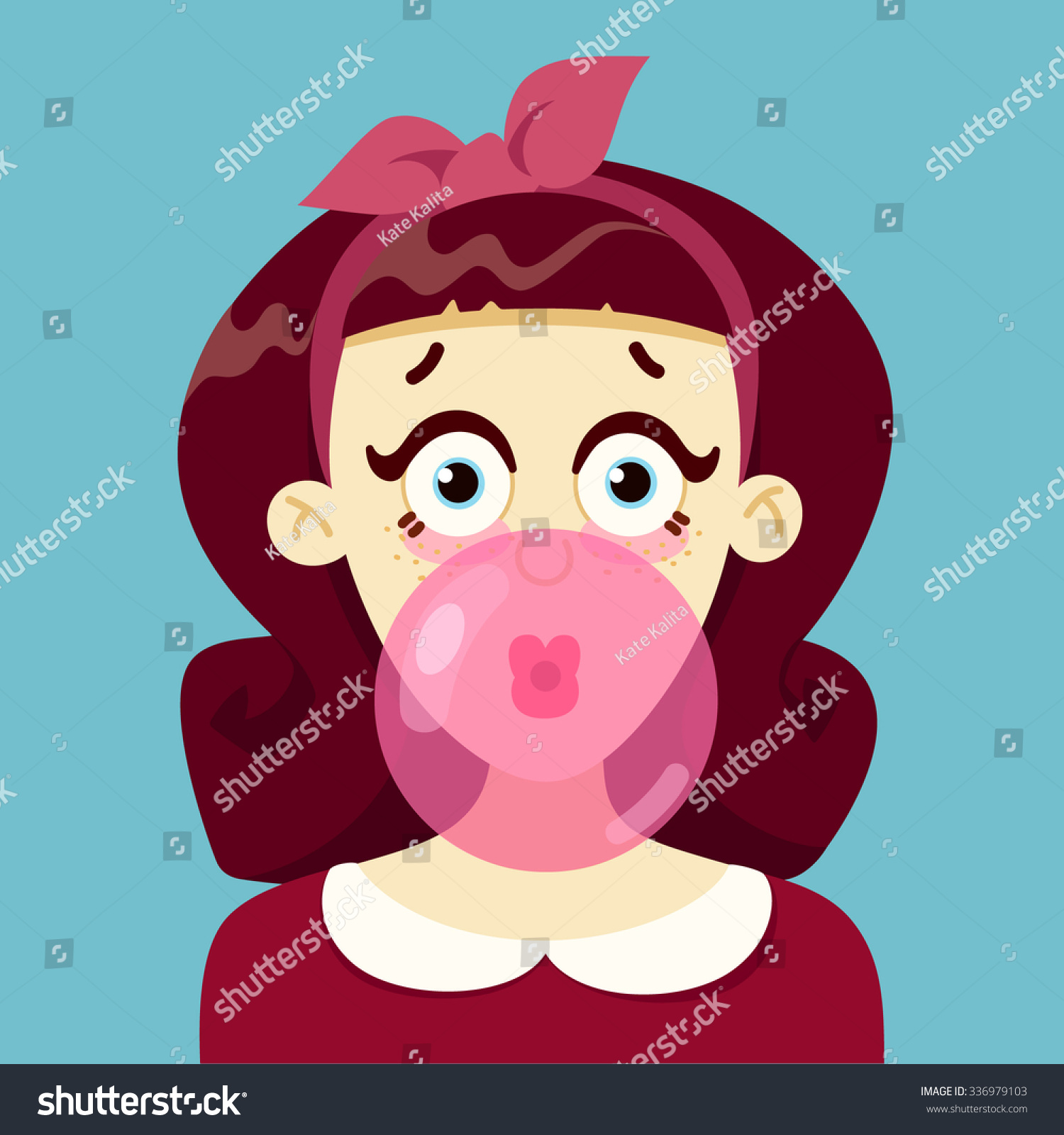The Girl Blows Gum Stock Vector 336979103 : Shutterstock