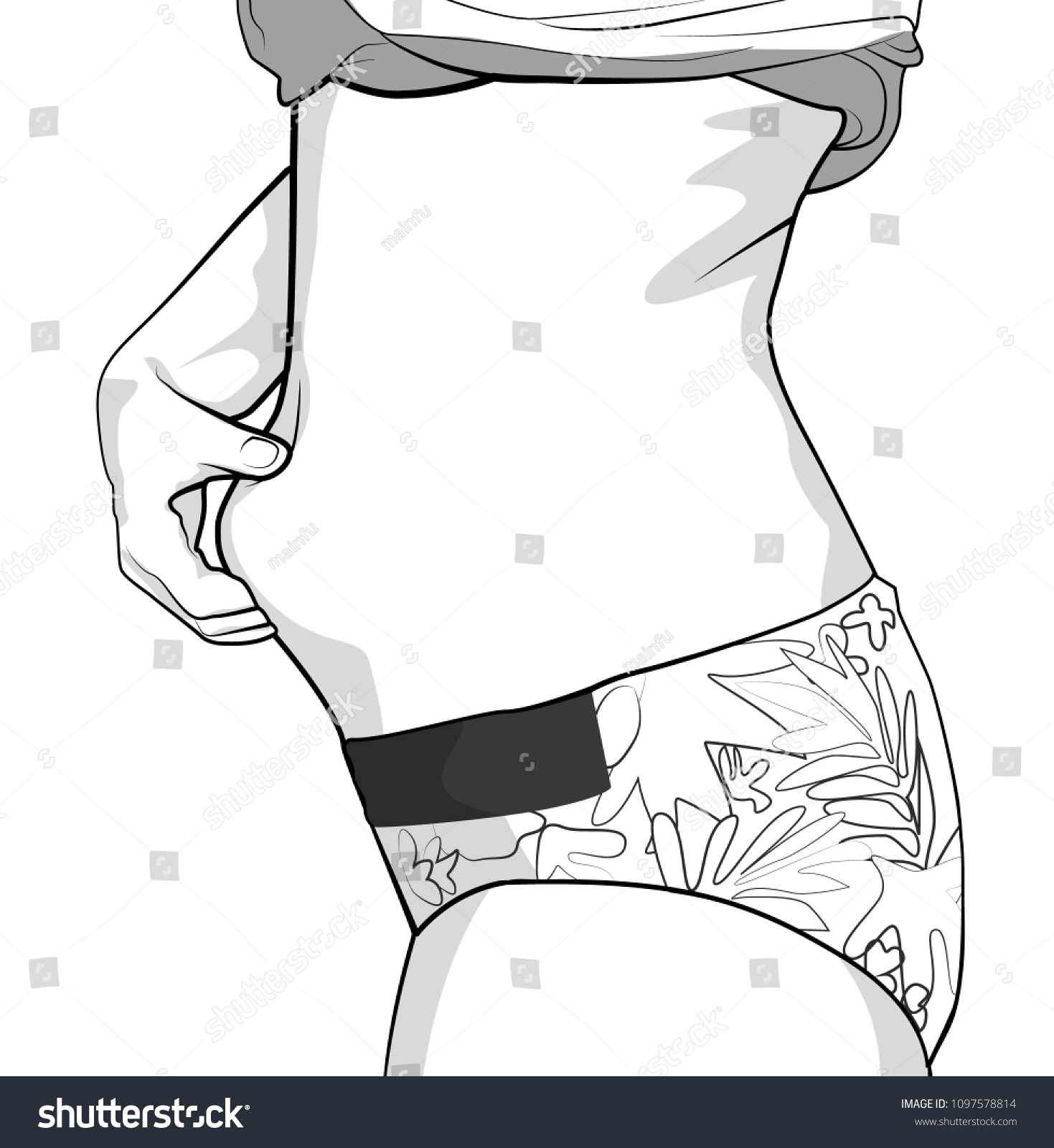 Girl Clamps Fold Belly Hand Women vector de stock libre de regalías Shutterstock