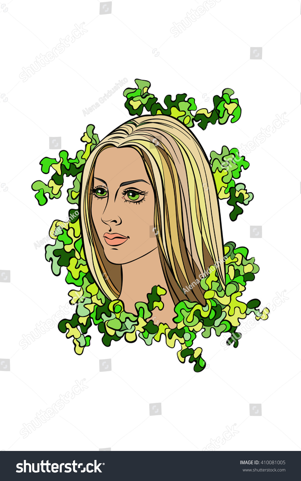 Girls Face Vector Illustration Hand Drawing Stock Vector (Royalty Free