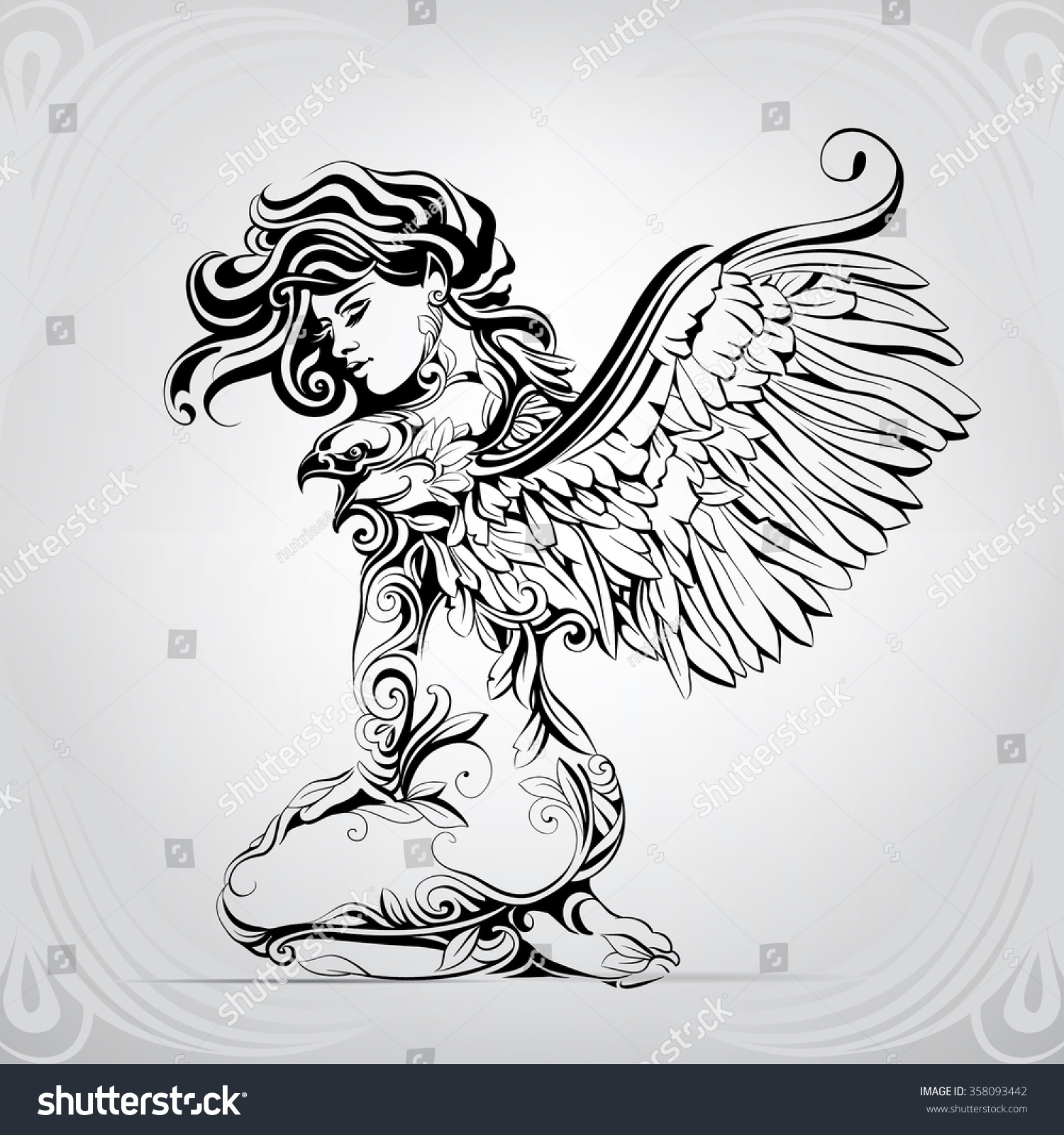 2,425 Tribal girl with wings tattoo Images, Stock Photos & Vectors ...