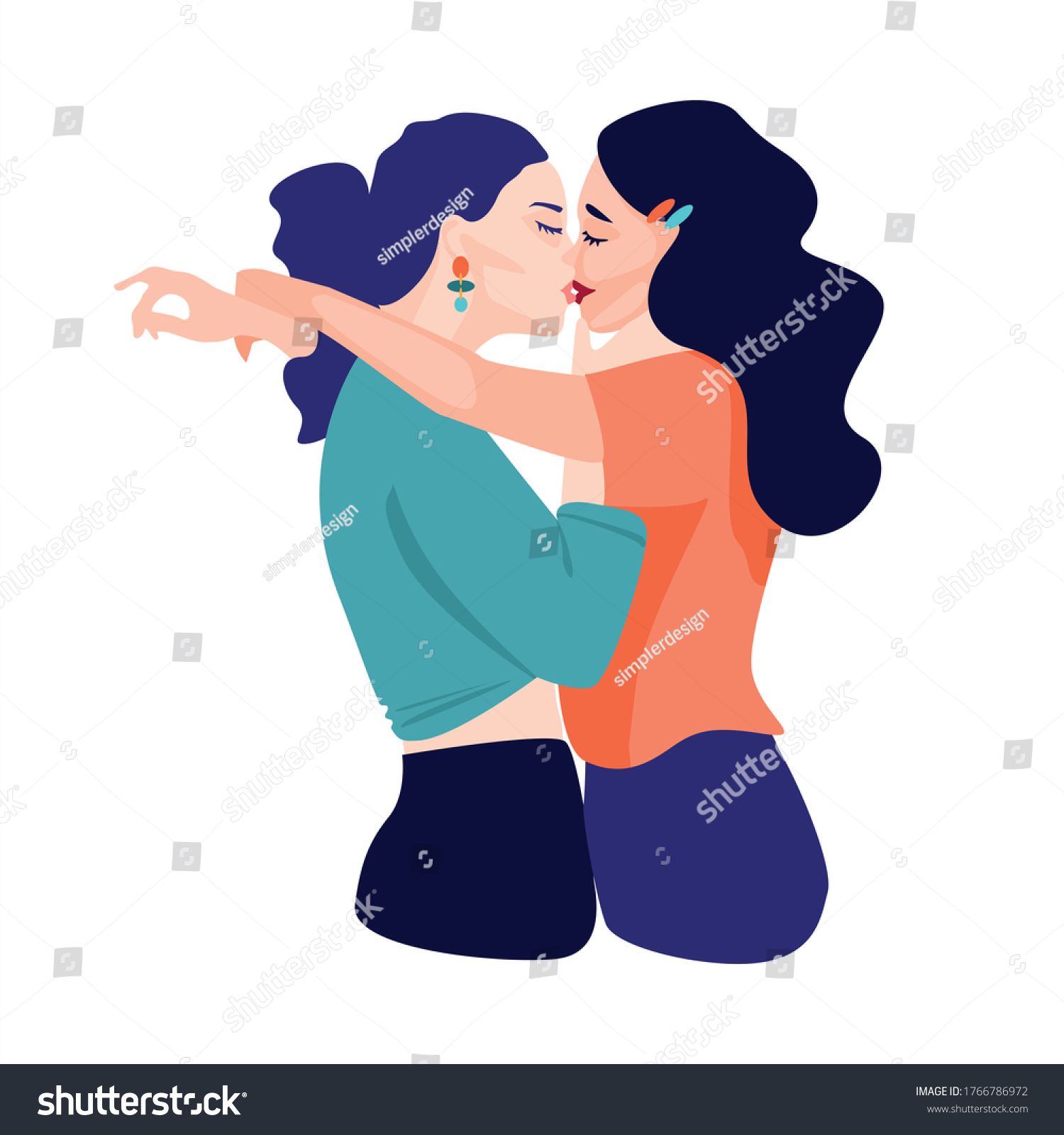 Girls Kissing Lgbt Lesbians World Kissing Stock Vector Royalty Free 1766786972 Shutterstock