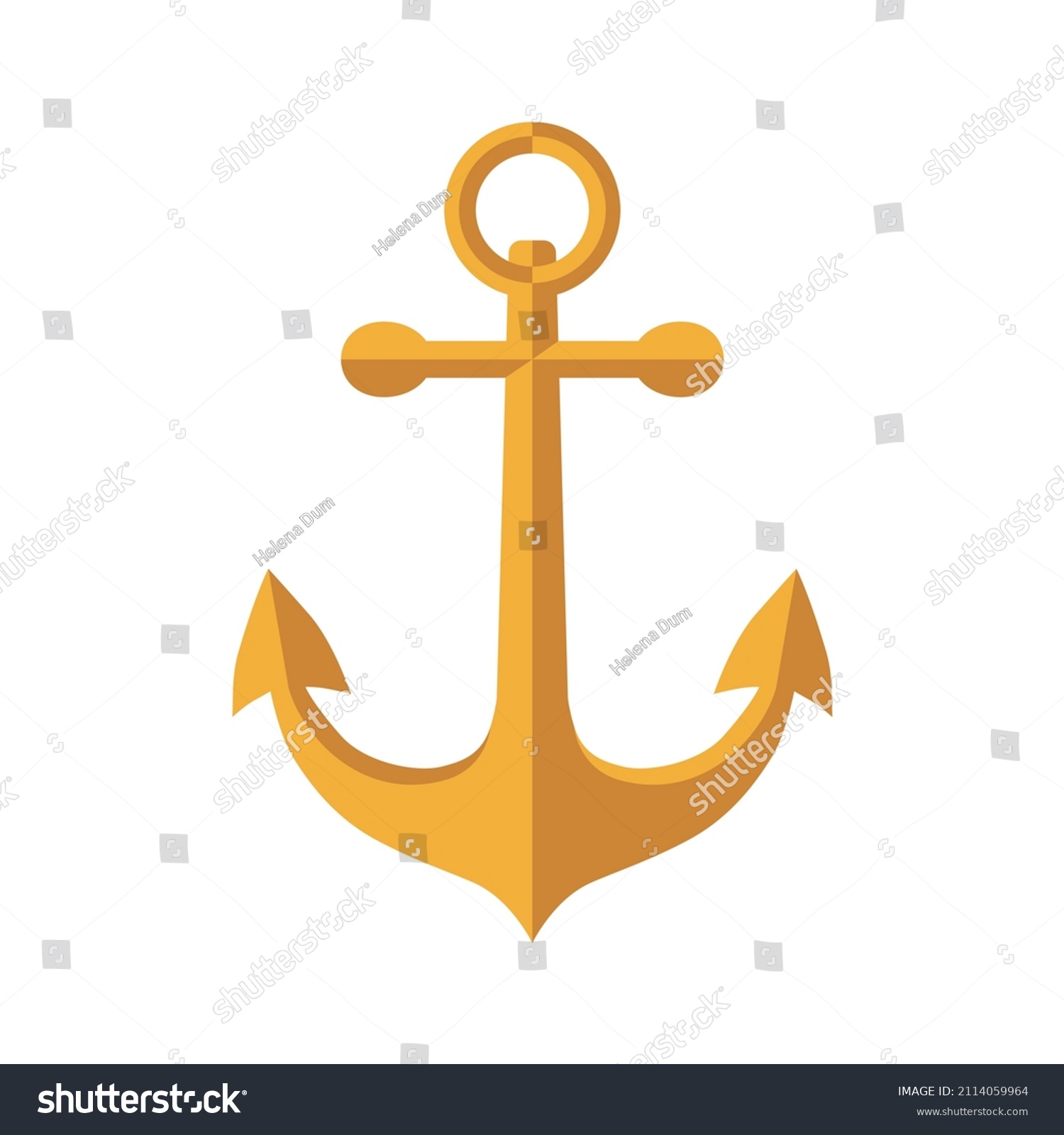 SVG of The golden anchor. Marine theme. The oldest symbol of hope.  Vector illustration isolated on a white background for design and web. svg