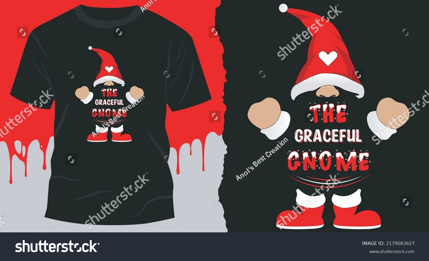 SVG of The Graceful Gnome T-Shirt Design, Christmas Gnome Funny Family T-Shirt, Christmas Vector svg