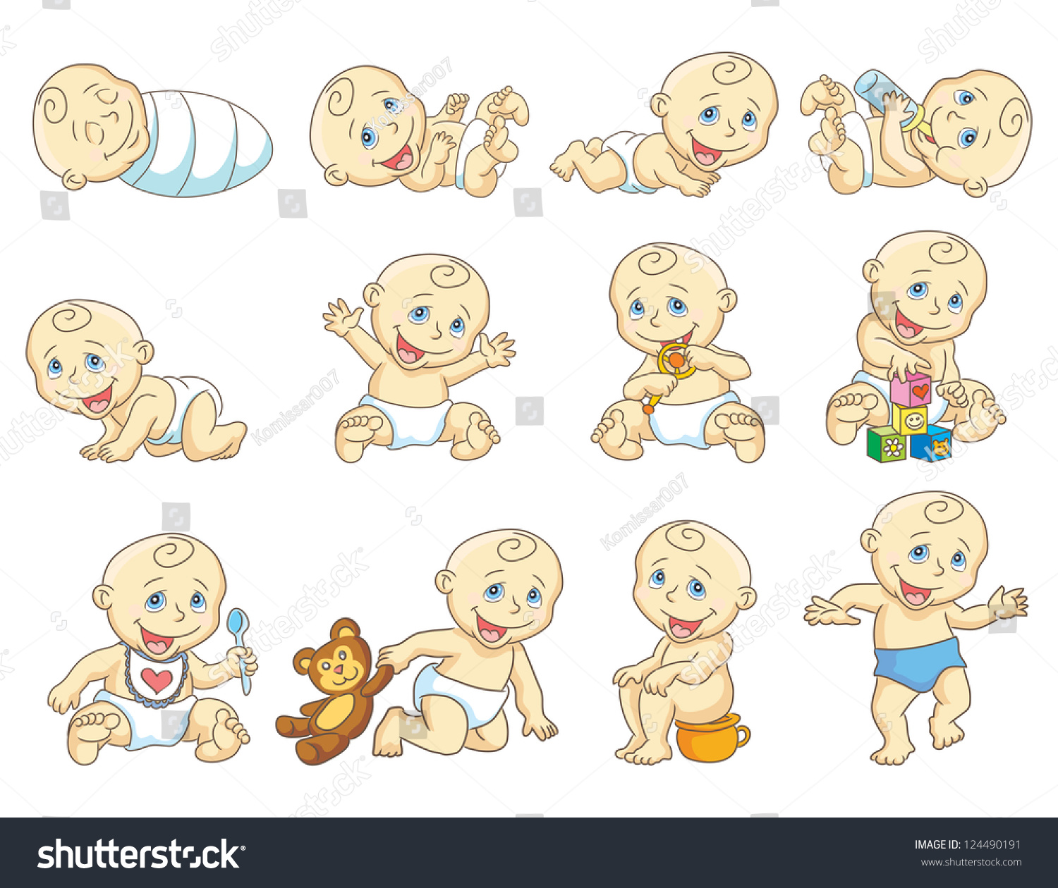 Gradual Development Child Growth Child Isolated Stock Vector 124490191 ...