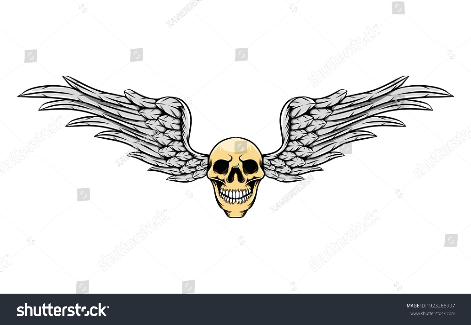 Hand Draw Dead Skull Hole Nose Stock Vector (Royalty Free) 1923265907