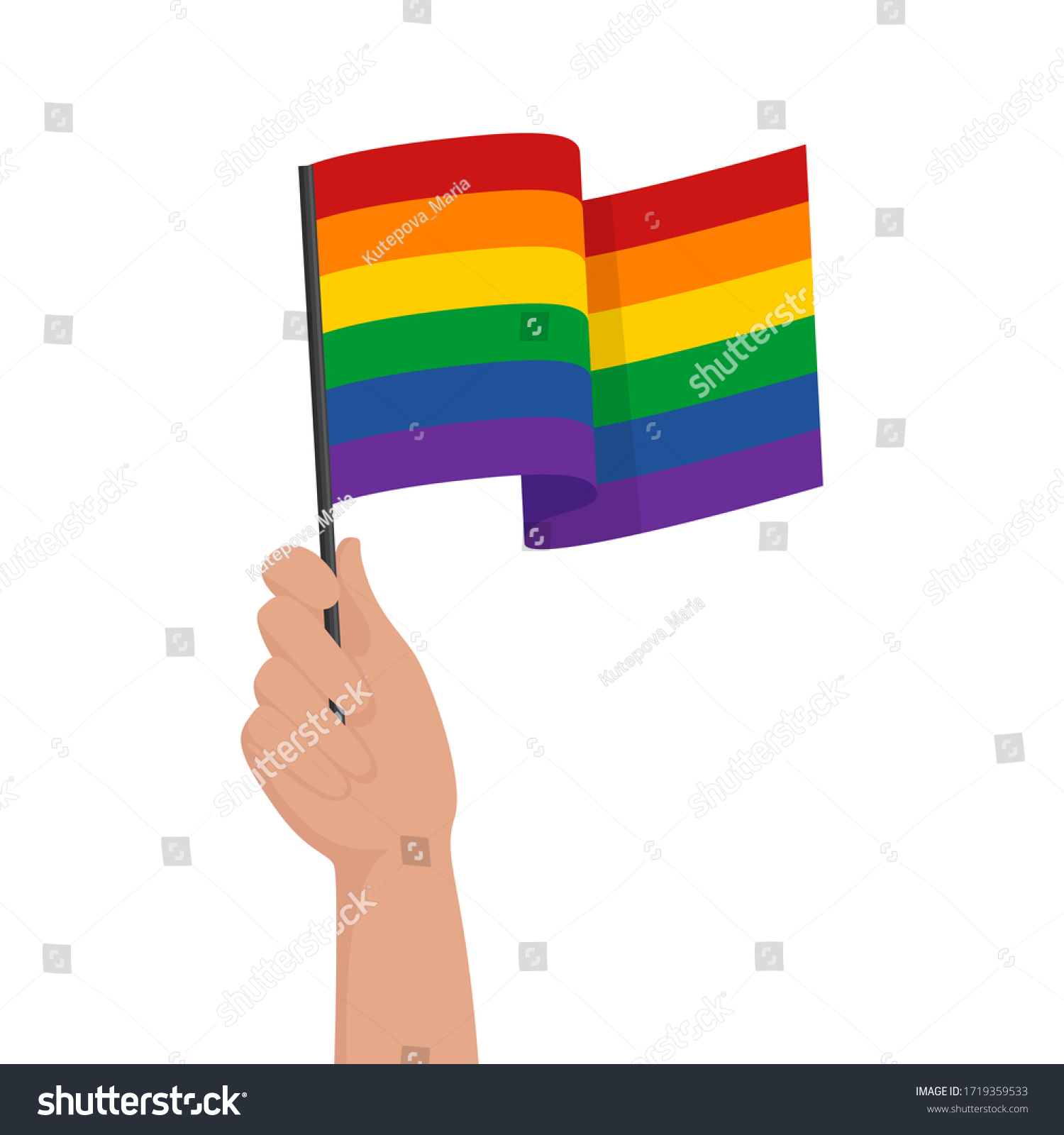 Hand Holds Rainbow Flag Pride Flag Stock Vector (Royalty Free ...