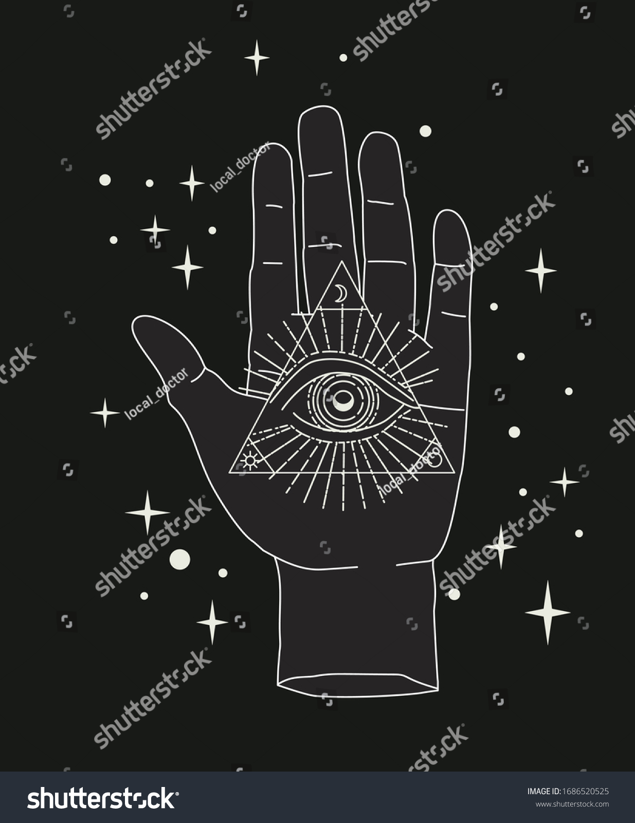 Hand Philosopher Palm Eye Providence Vector Stock Vector (Royalty Free ...