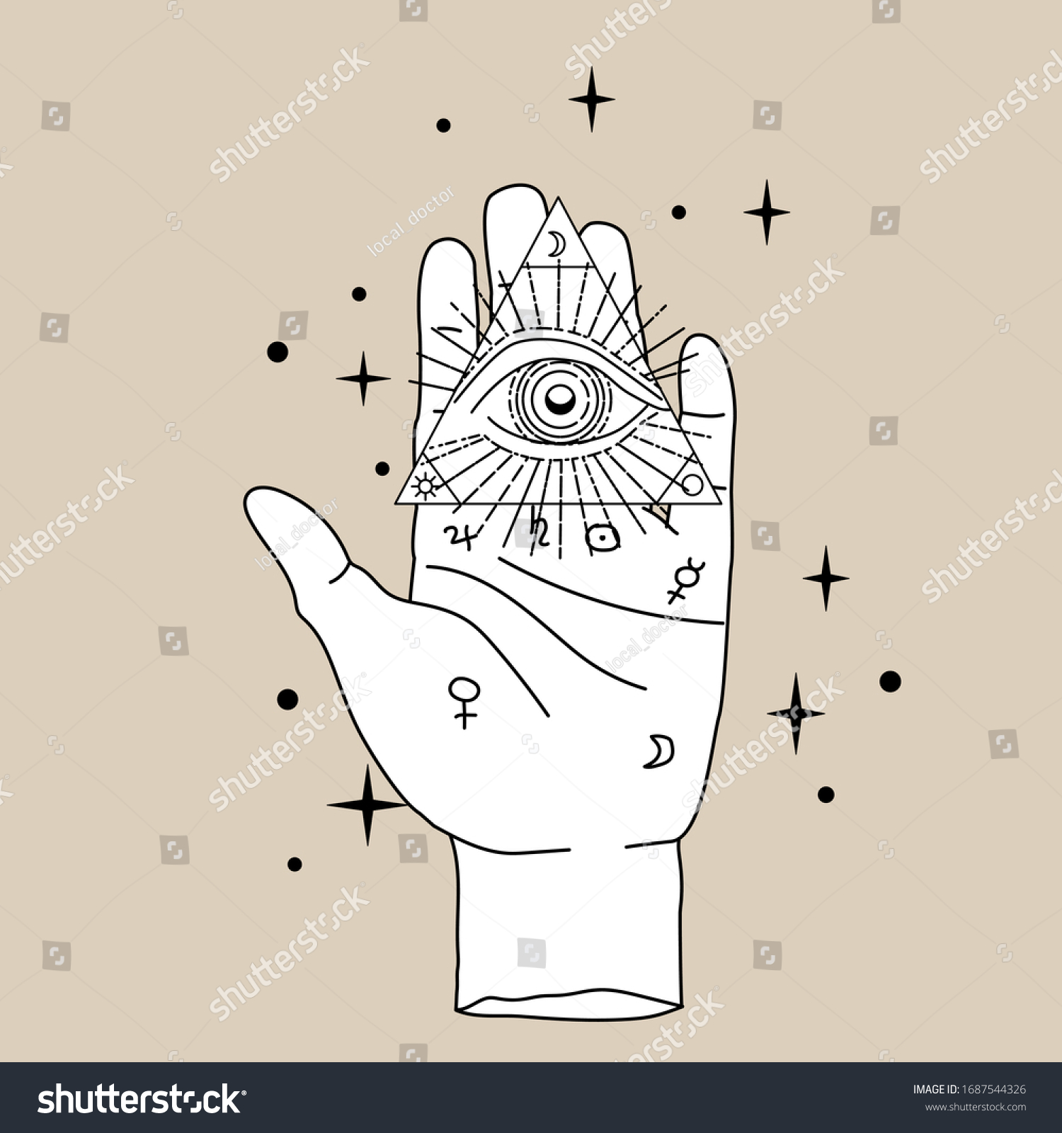 Hand Philosopher Palm Eye Providence Vector Stock Vector (Royalty Free ...