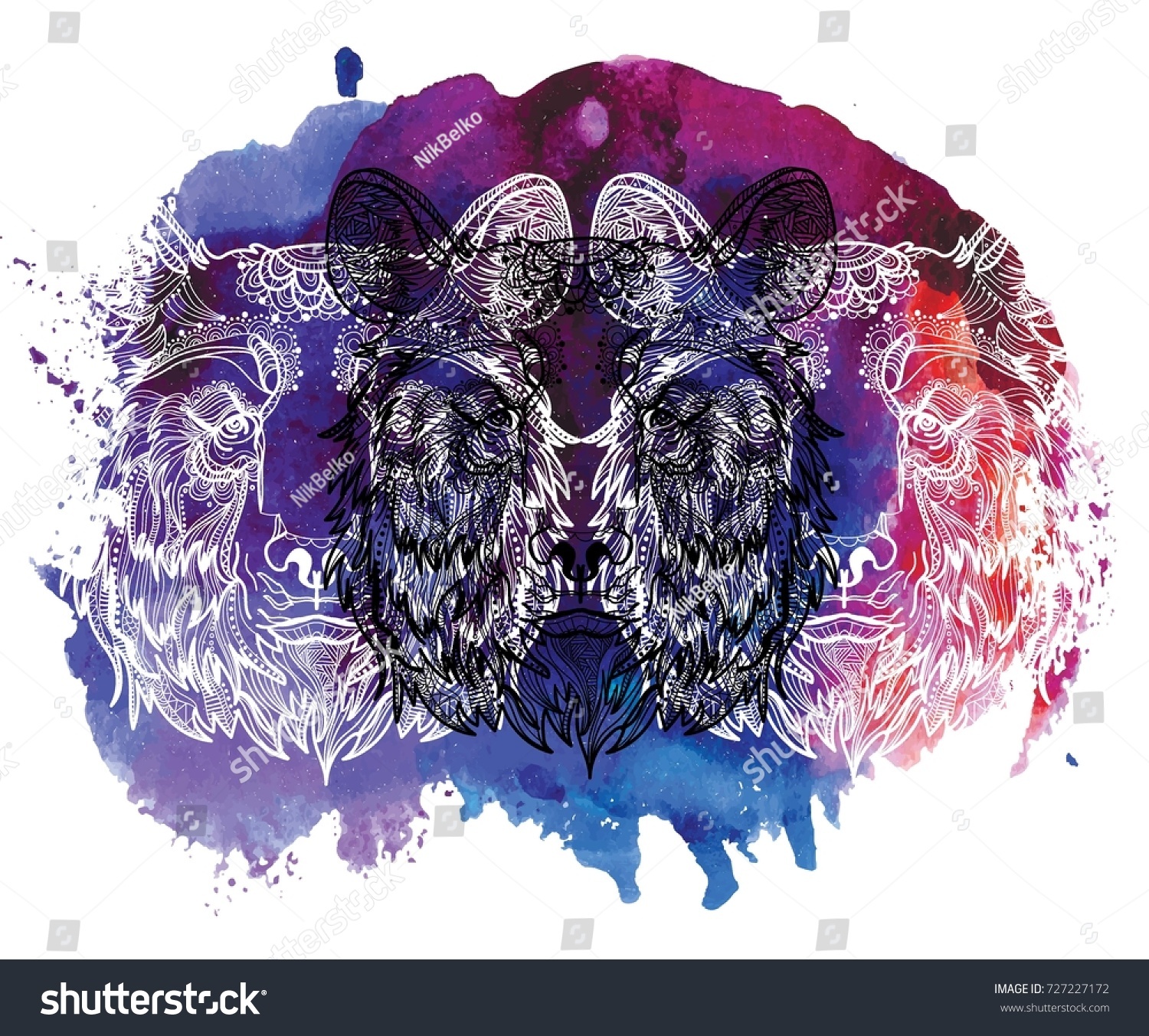 The Head Of A Bear Meditation Coloring Mandala Fluffy Face With