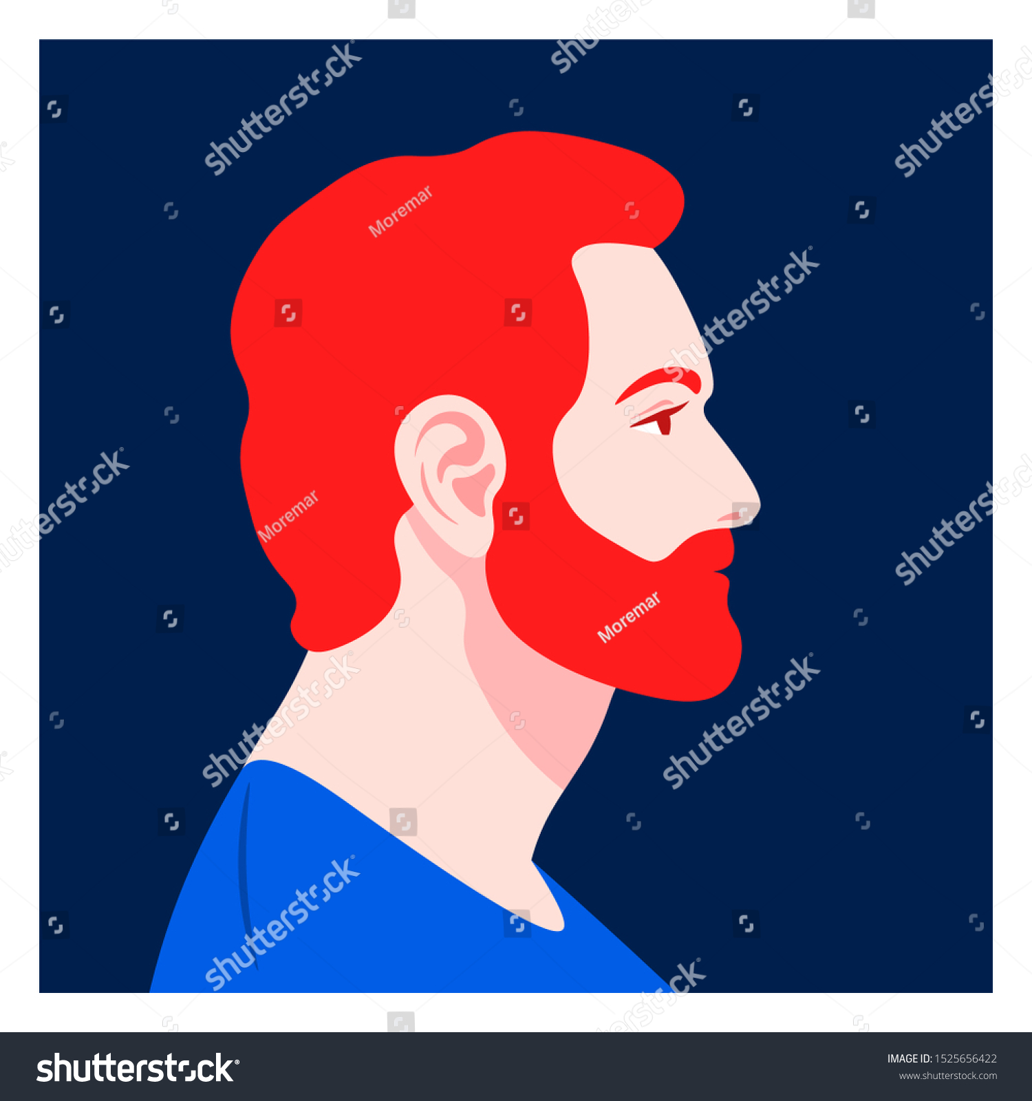髭を生やした男の頭が横顔でヨーロッパの実業家のアバター 文字面の側面図 ソーシャルメディア ベクターフラットイラスト のベクター画像素材 ロイヤリティフリー