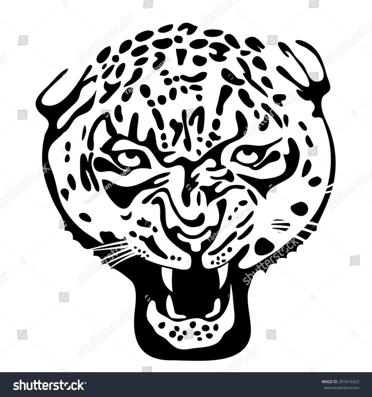 The Head Of A Cheetah. Ink Drawing. Stock Vector Illustration 291614423 ...