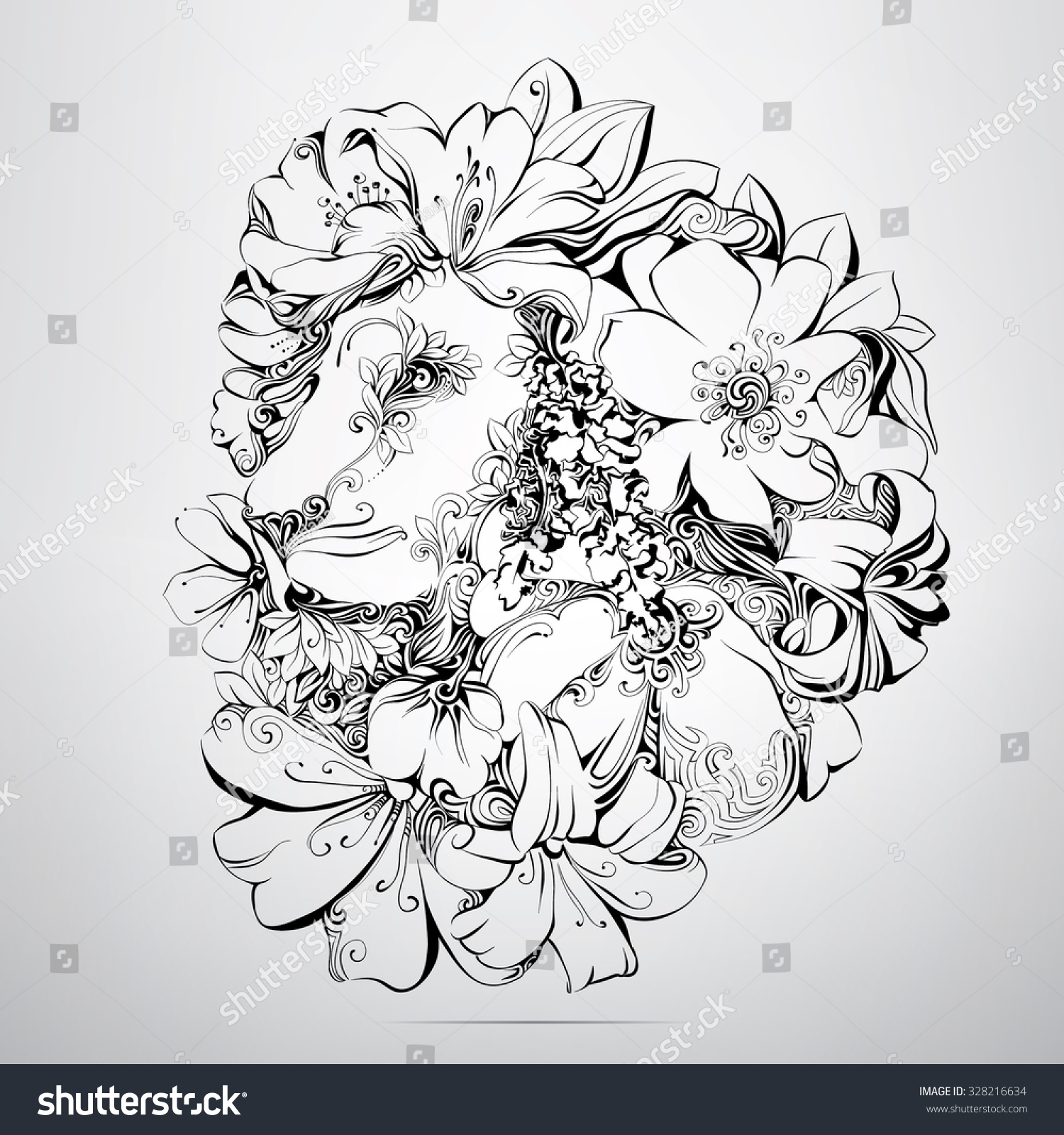 Download Head Lion Flower Ornament Stock Vector 328216634 ...