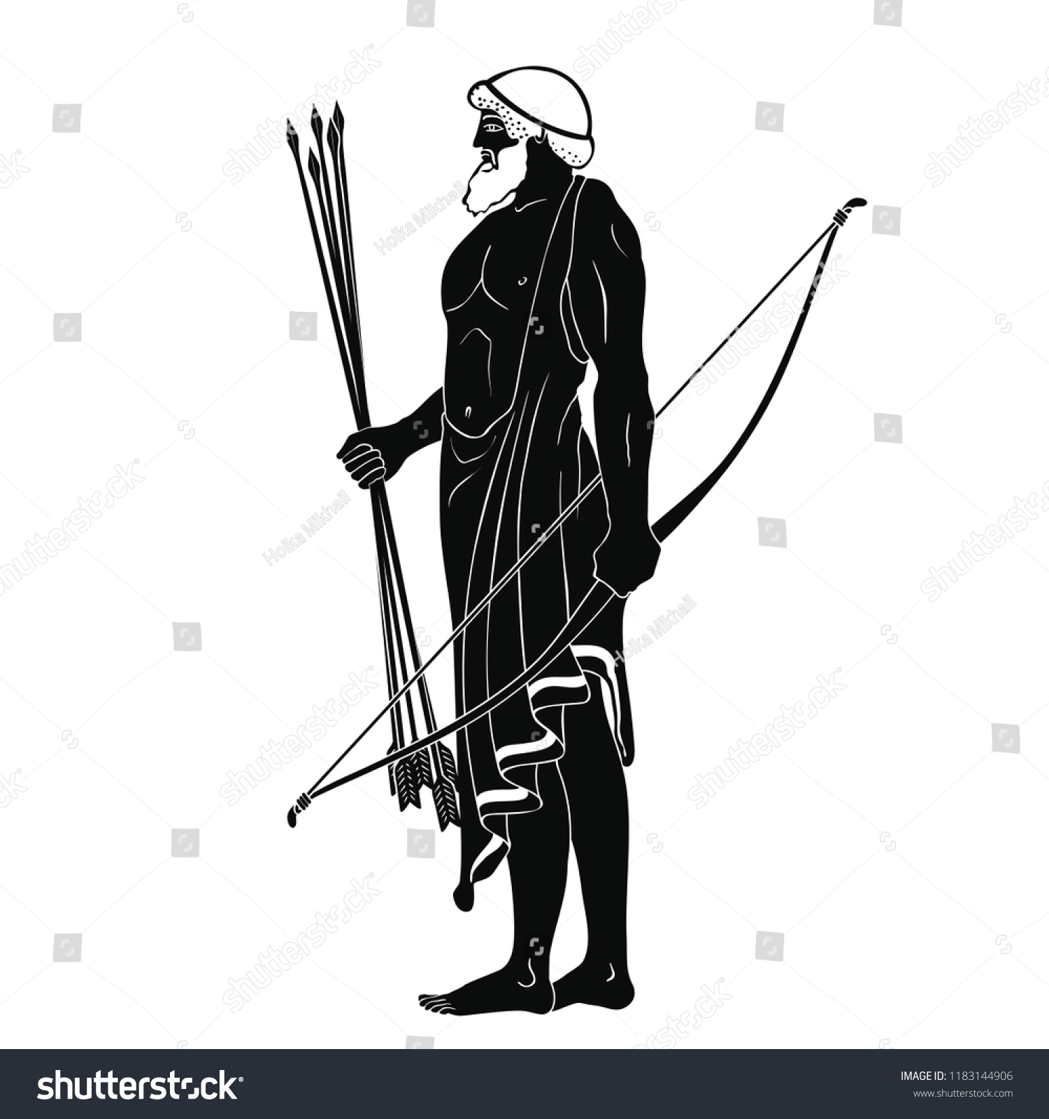 Hero Ancient Greek Myths Odysseus Warrior Stock Vector Royalty Free