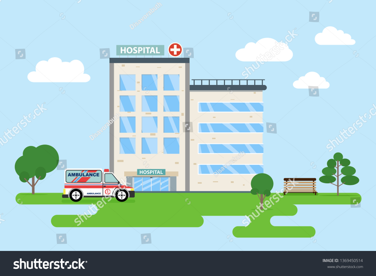 Hospital Building Professional Medical Center Vector Stock Vector ...