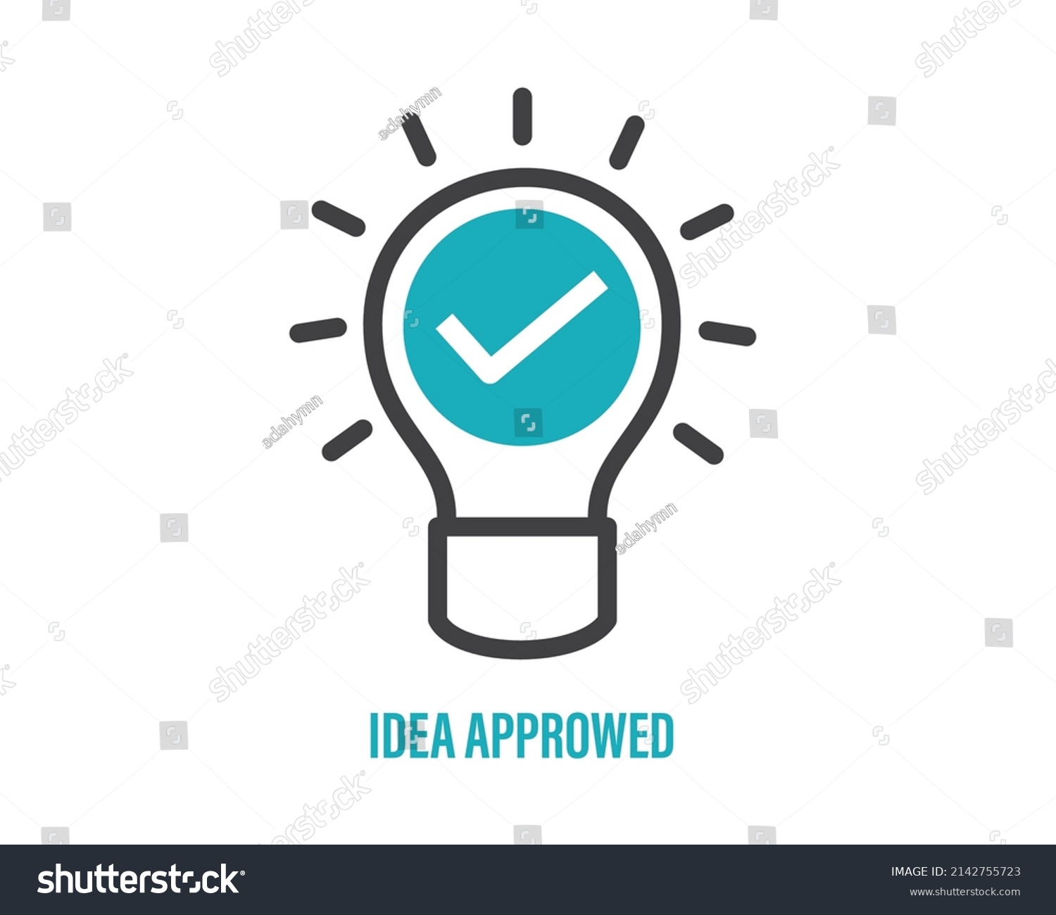 Idea Approved Light Bulb Check Mark Stock Vector (Royalty Free ...