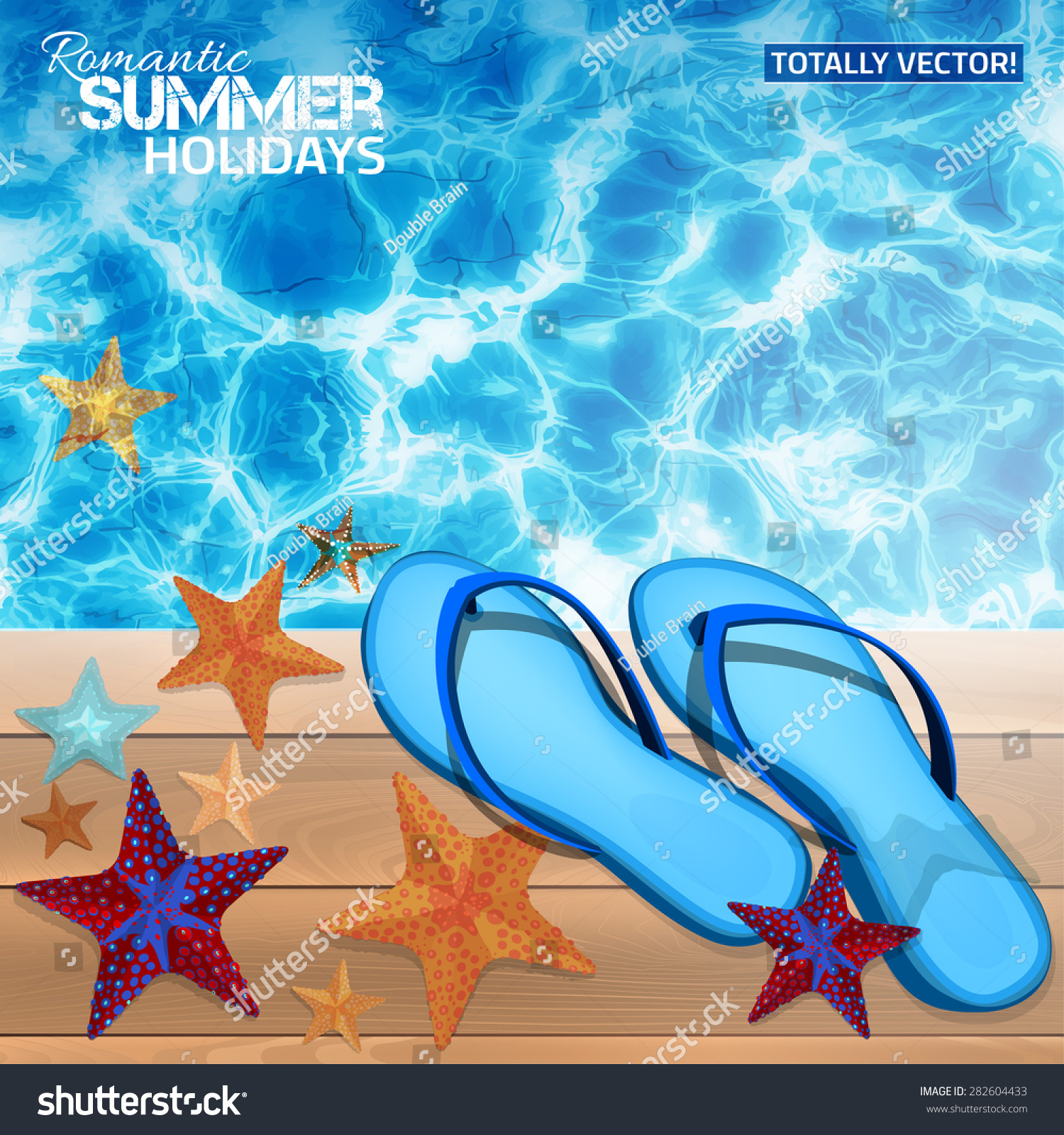 Illustration Beautiful Summer Background Blue Water Stock Vector ...