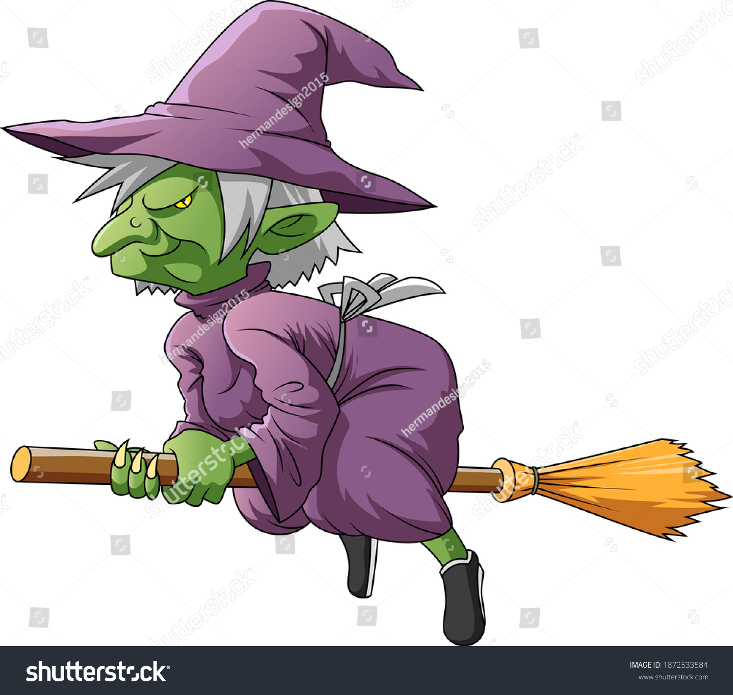 Illustration Green Elf Witch Purple Costume Stock Vector (Royalty Free ...