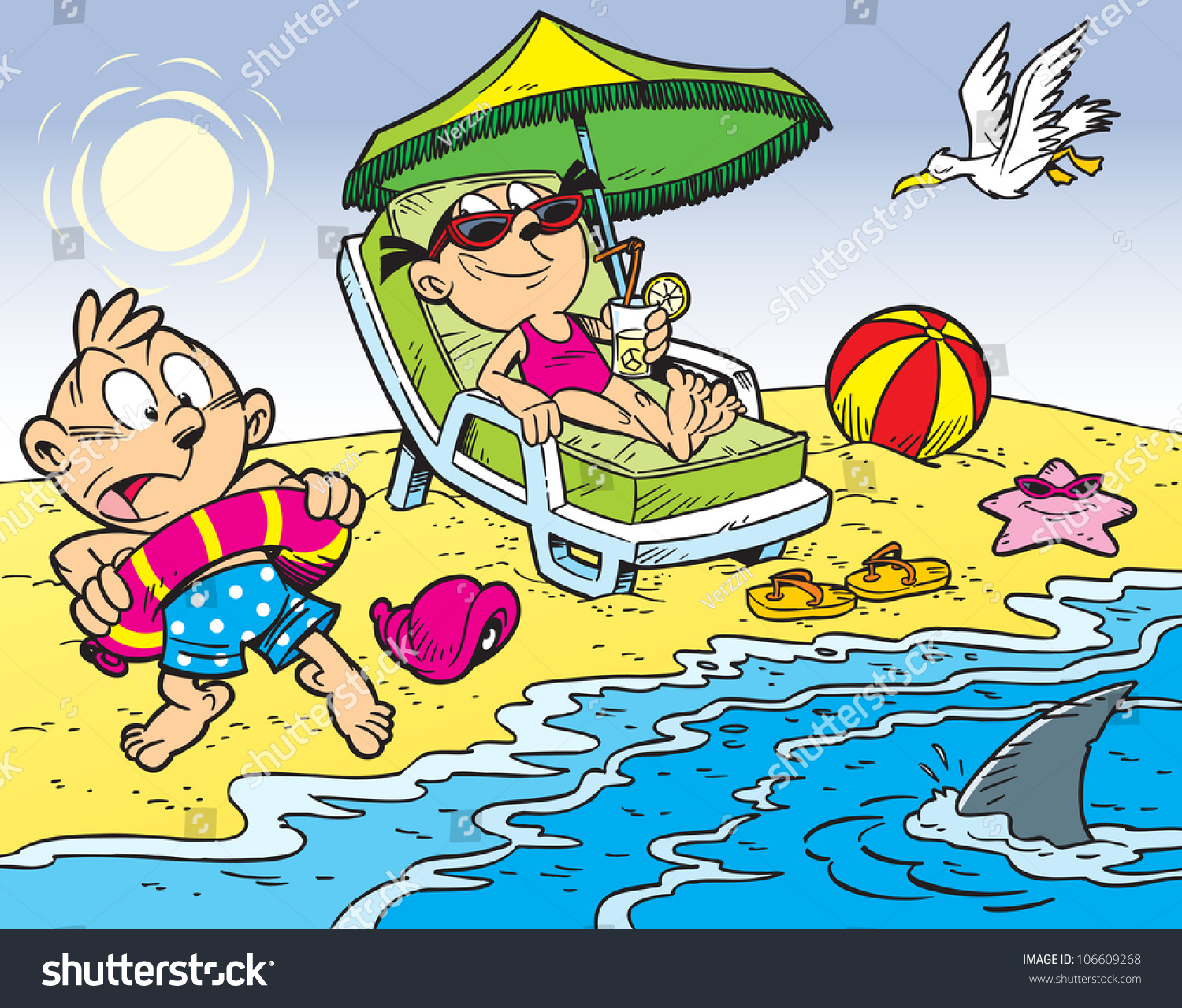 Illustration Shows Children Summer Vacationers On Stock Vector ...