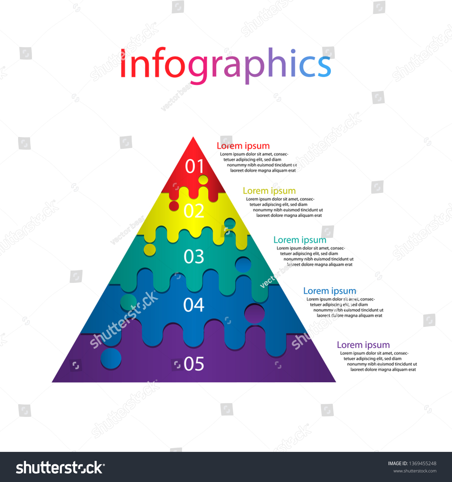 Infographic 5 Templates Picture Triangle Chart vector de stock (libre