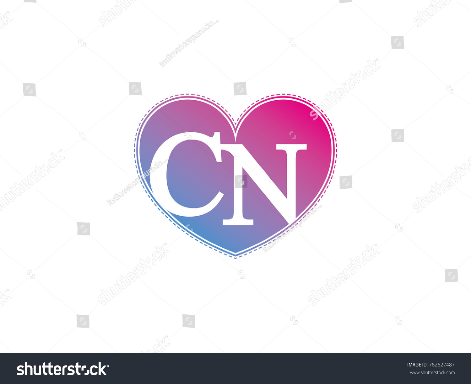 Initial Letter Cn Heart Symbol Logo Stock Vector Royalty Free