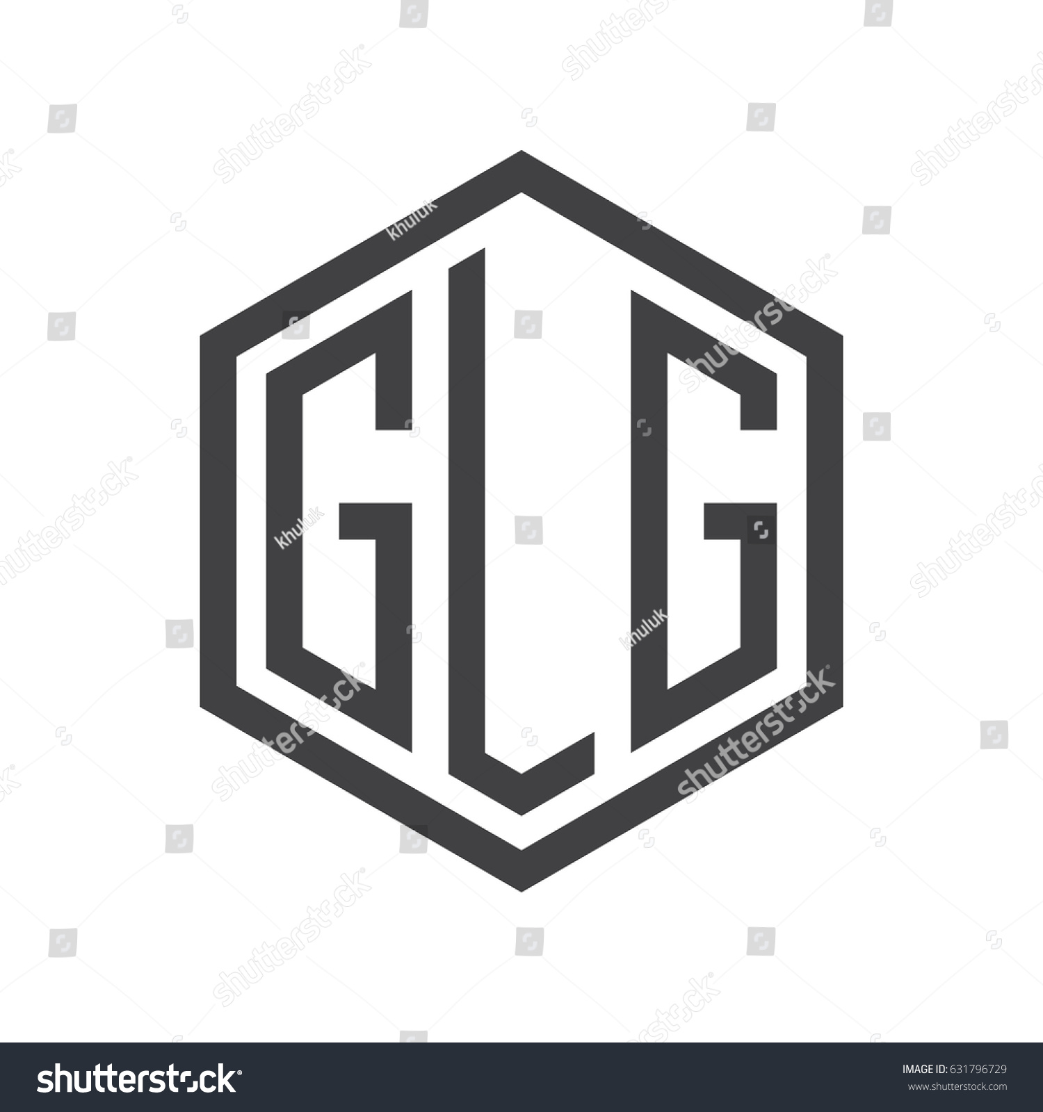 SVG of The initials of three letters GLG  placed in a hexagon svg