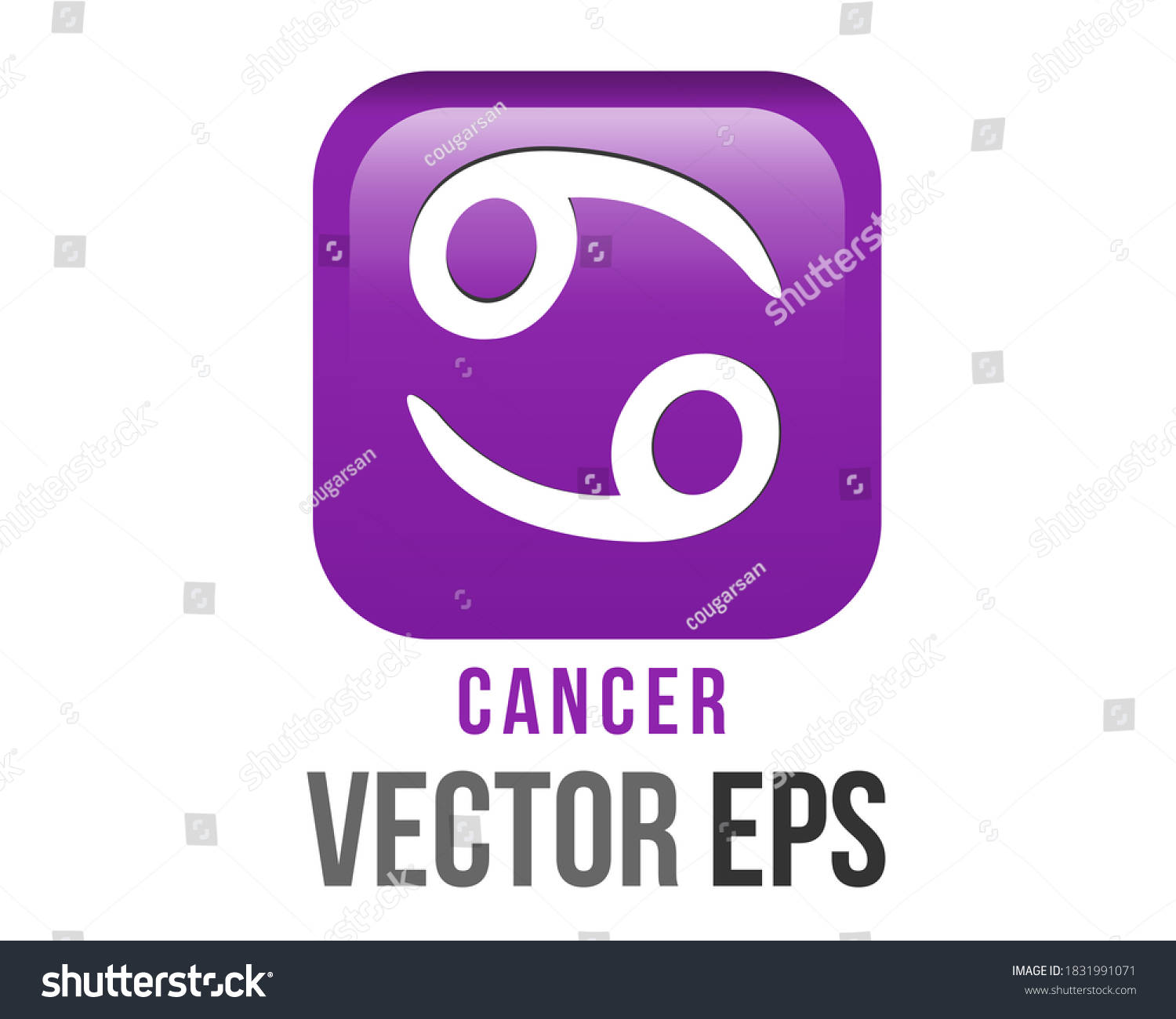 SVG of The isolated vector gradient purple Cancer astrological sign emoji icon in the Zodiac, represents Crab svg