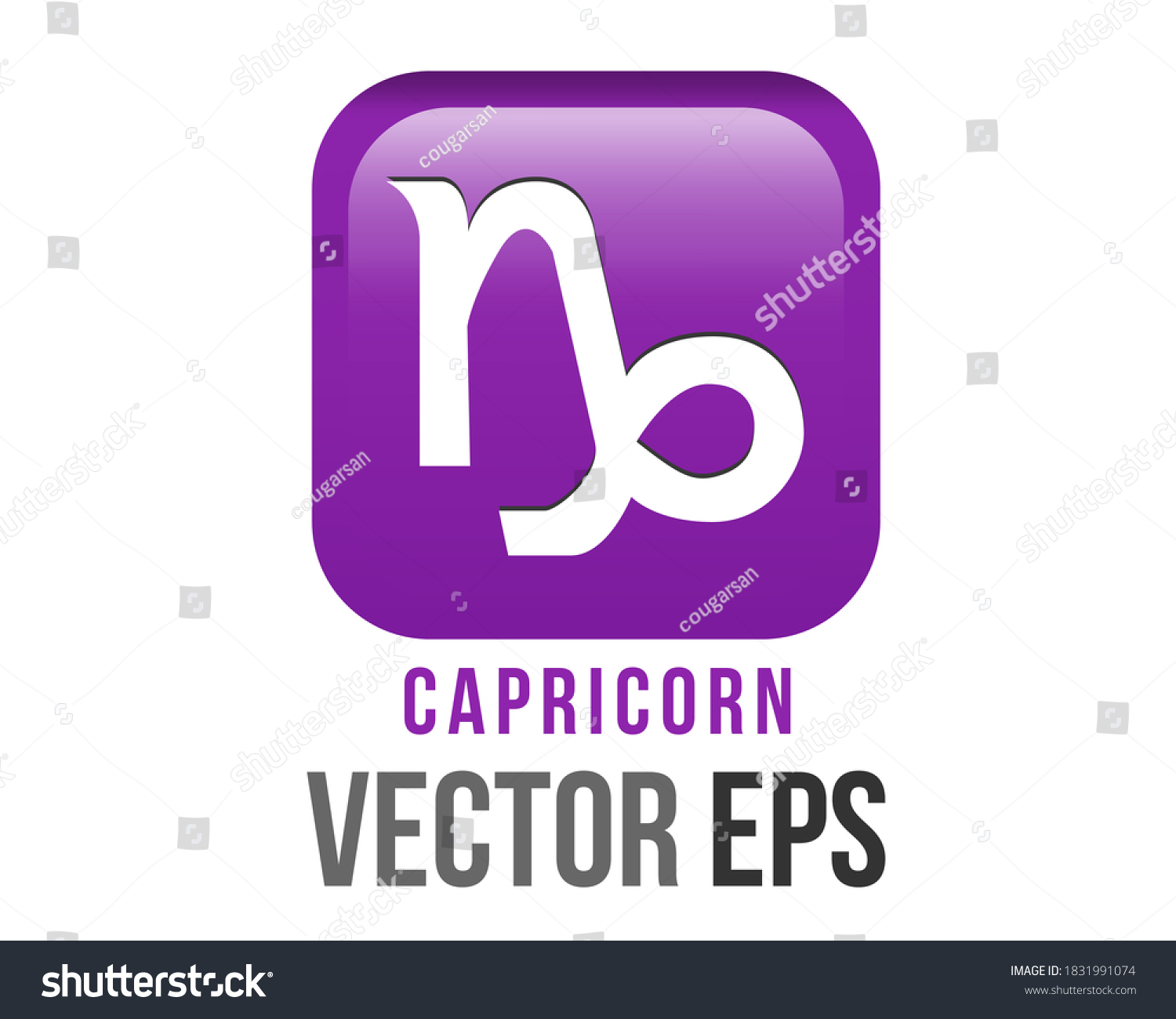 SVG of The isolated vector gradient purple Capricorn astrological sign emoji icon in the Zodiac, represents Goat svg