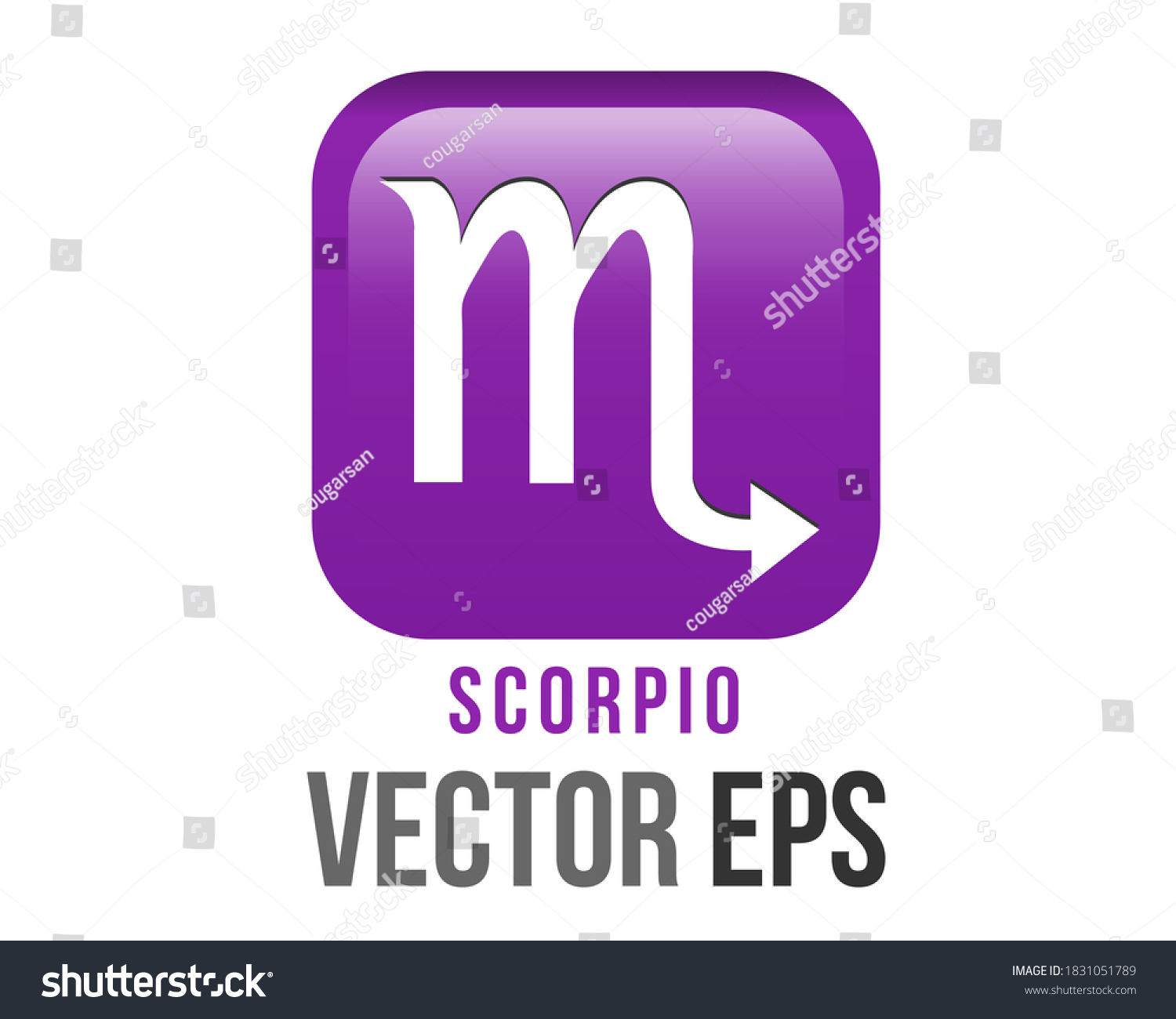 SVG of The isolated vector gradient purple Scorpio astrological sign emoji icon in the Zodiac, represents Scorpion svg