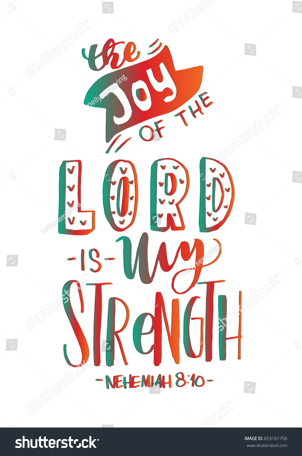 Joy Lord My Strength Bible Verse Stock Vector 653161756 - Shutterstock