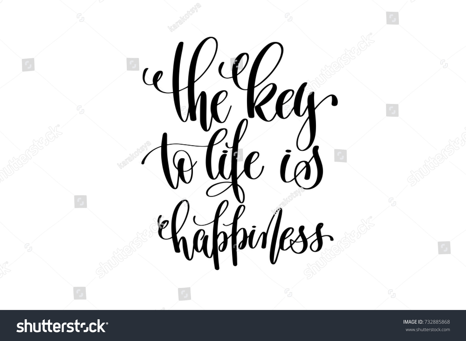 the key to life is happiness hand written lettering positive quote about life and love