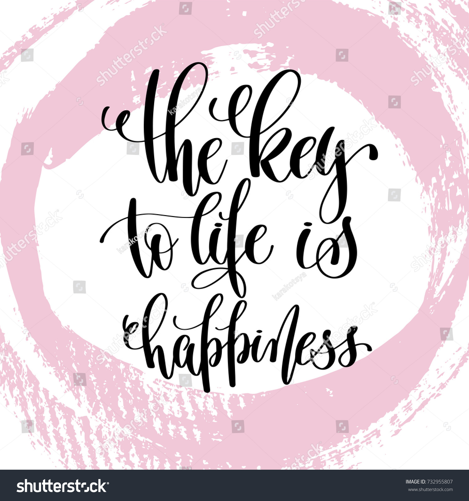 the key to life is happiness hand written lettering positive quote about life and love