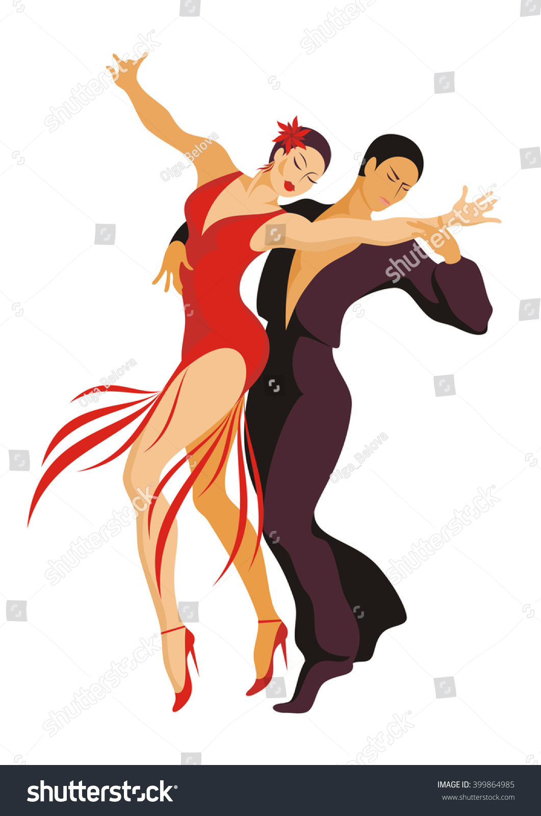 Lady Gentleman Dance Samba Stock Vektorgrafik Lizenzfrei
