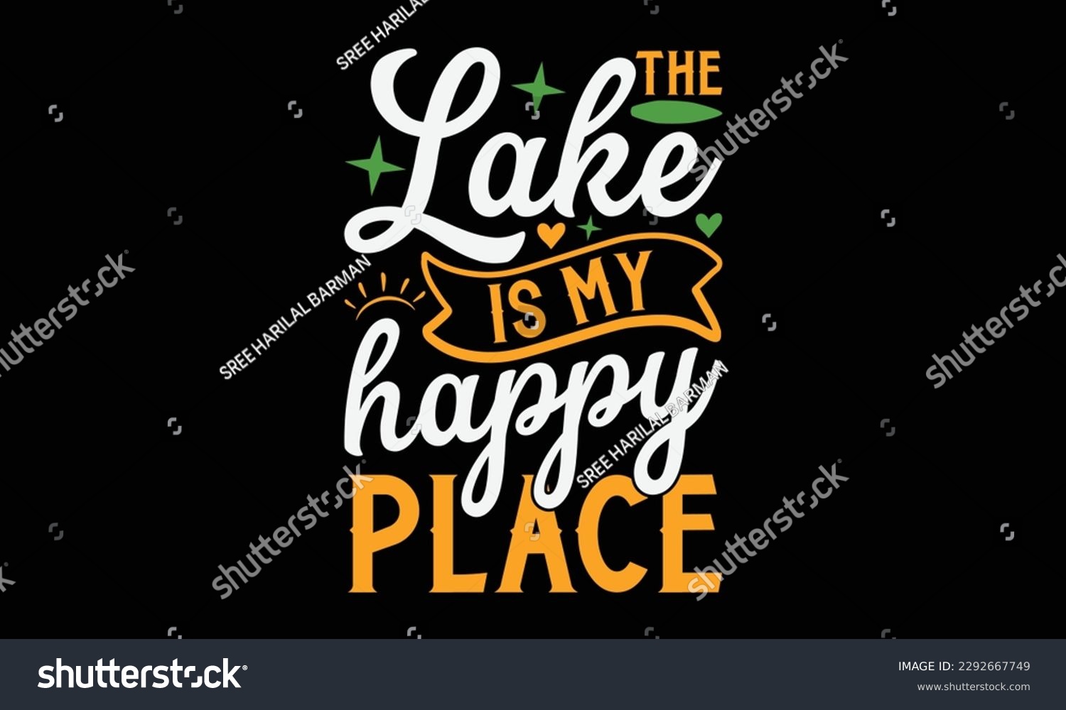 SVG of The lake is my happy place - Summer Svg typography t-shirt design, Hand drawn lettering phrase, Greeting cards, templates, mugs, templates, brochures, posters, labels, stickers, eps 10. svg