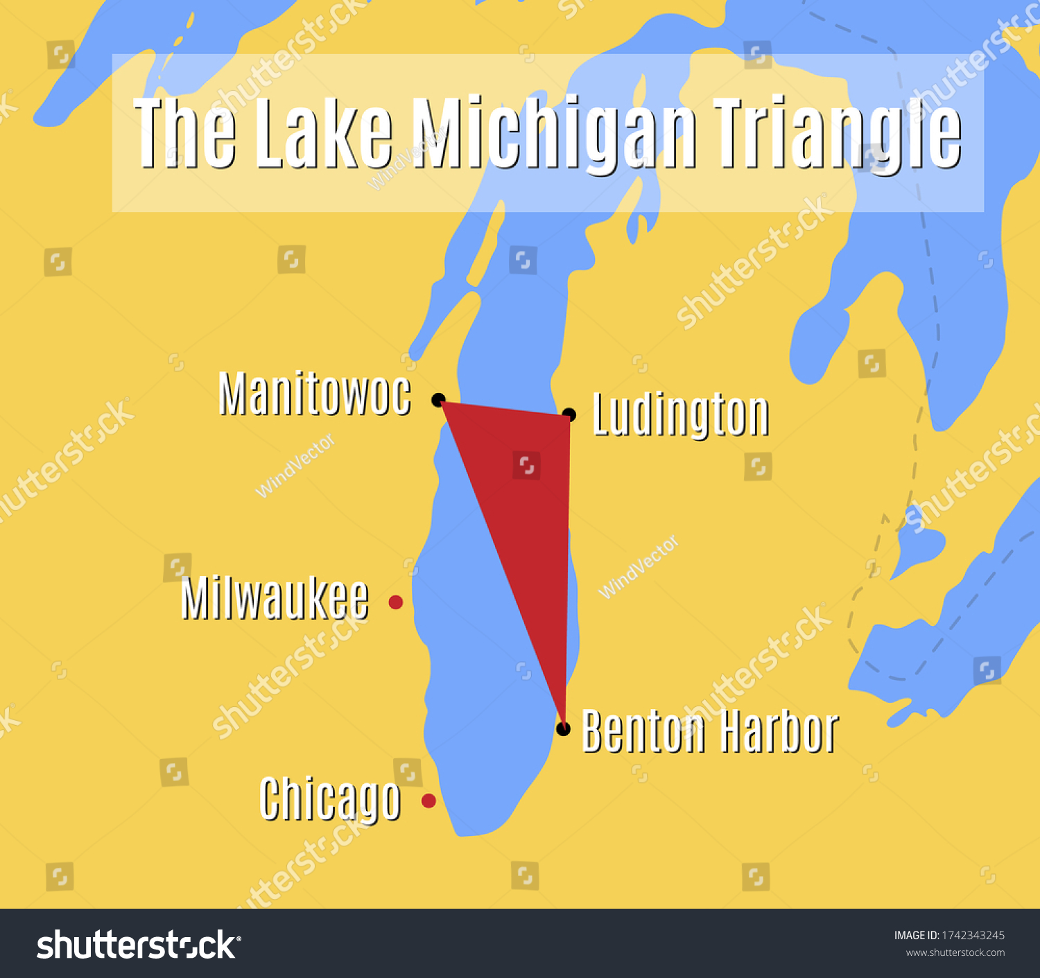Lake Michigan Triangle Map Stock Vector (Royalty Free) 1742343245