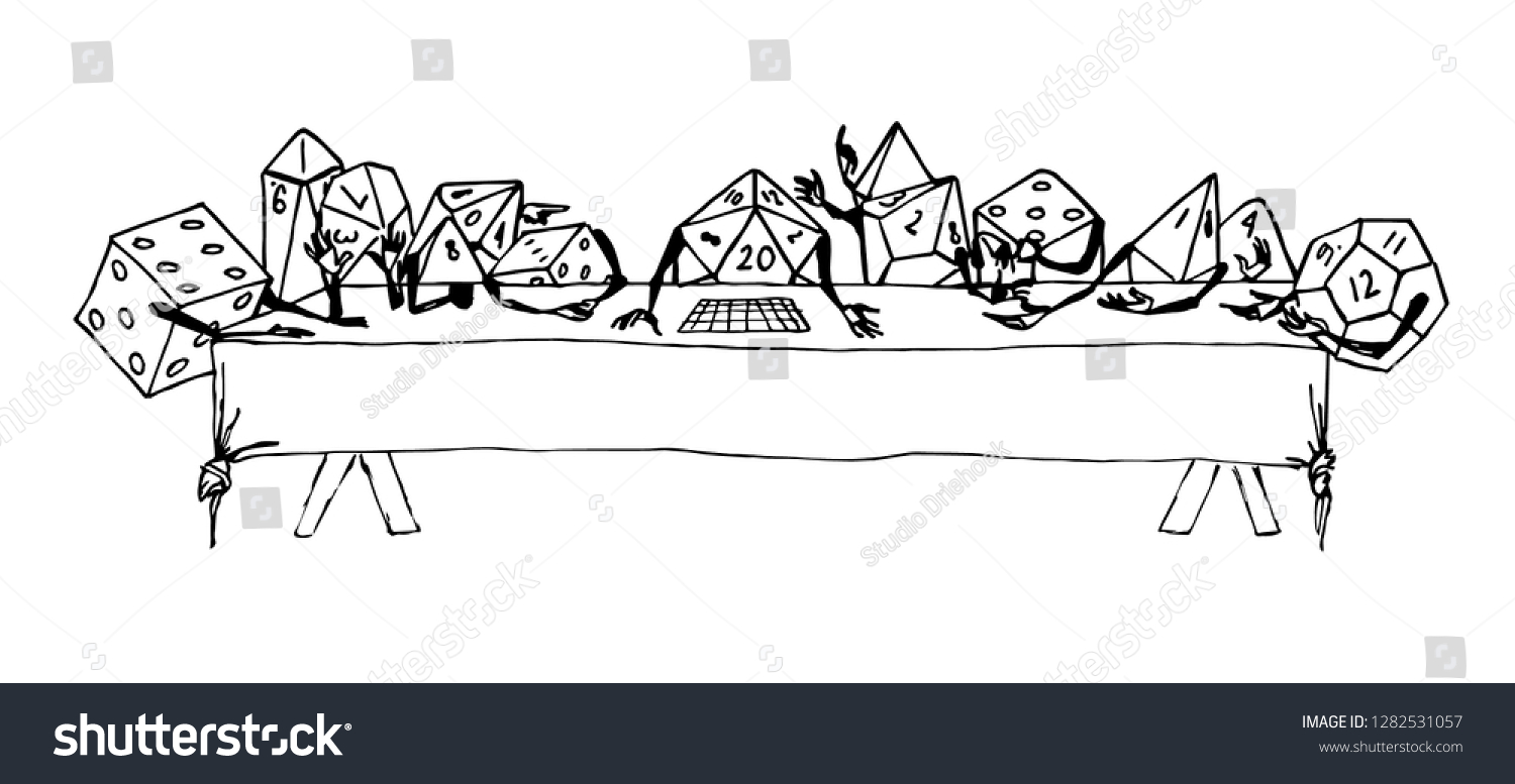 SVG of The last supper of a whole set of different dice.  svg