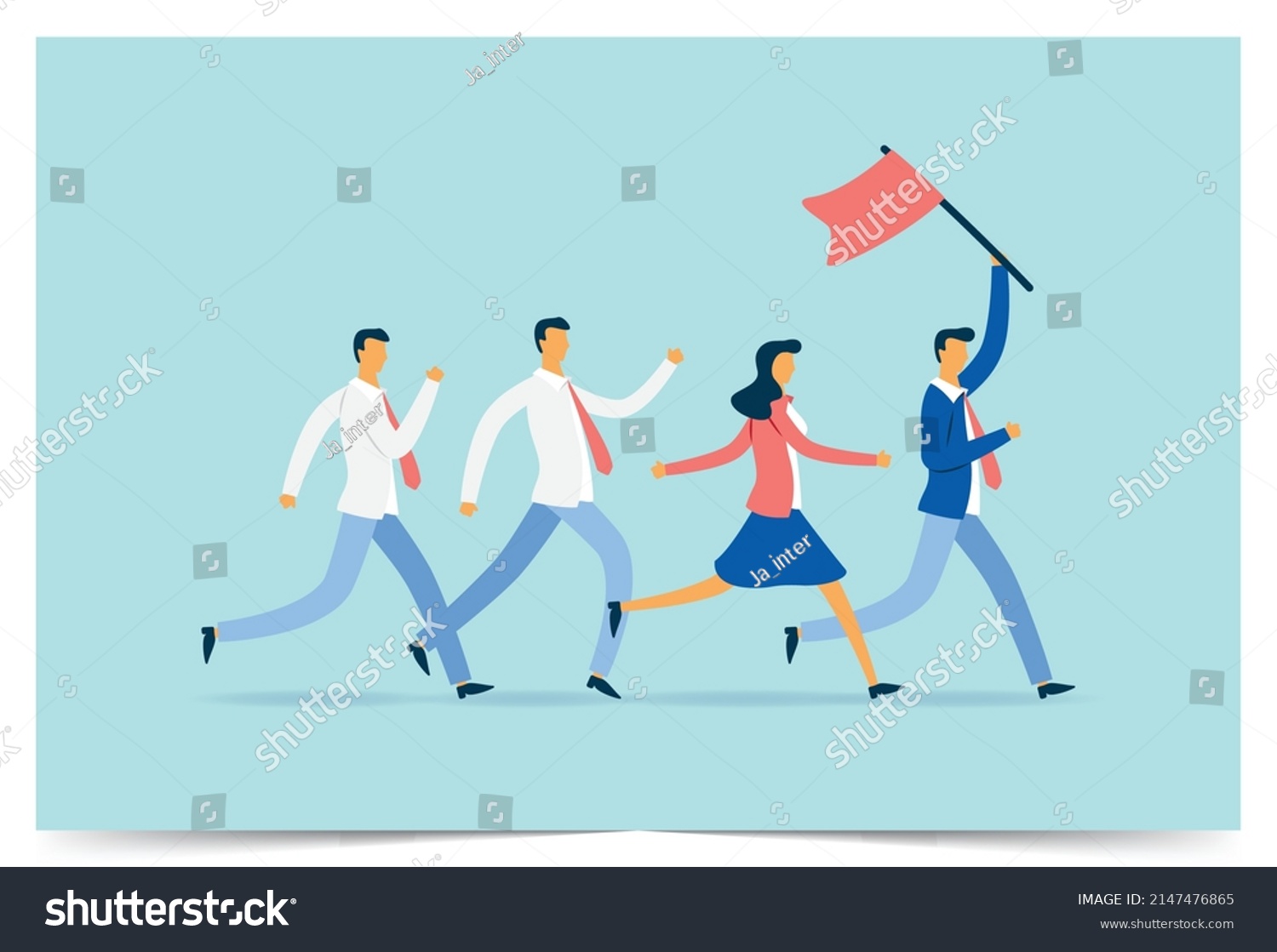 Leader Run Flag Guide Team Vector Stock Vector (Royalty Free ...