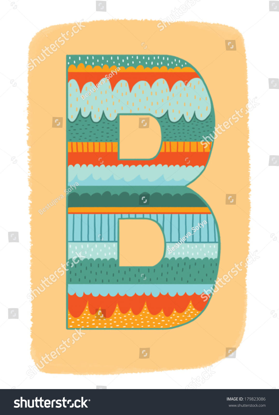 The Letter B. Bright Floral Element Of Colorful Alphabet Made Stock ...