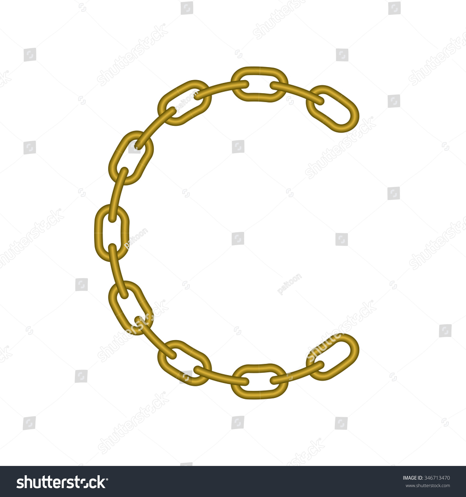 The Letter C, In The Alphabet Chain Set Yellow Gold Color Isolated On ...