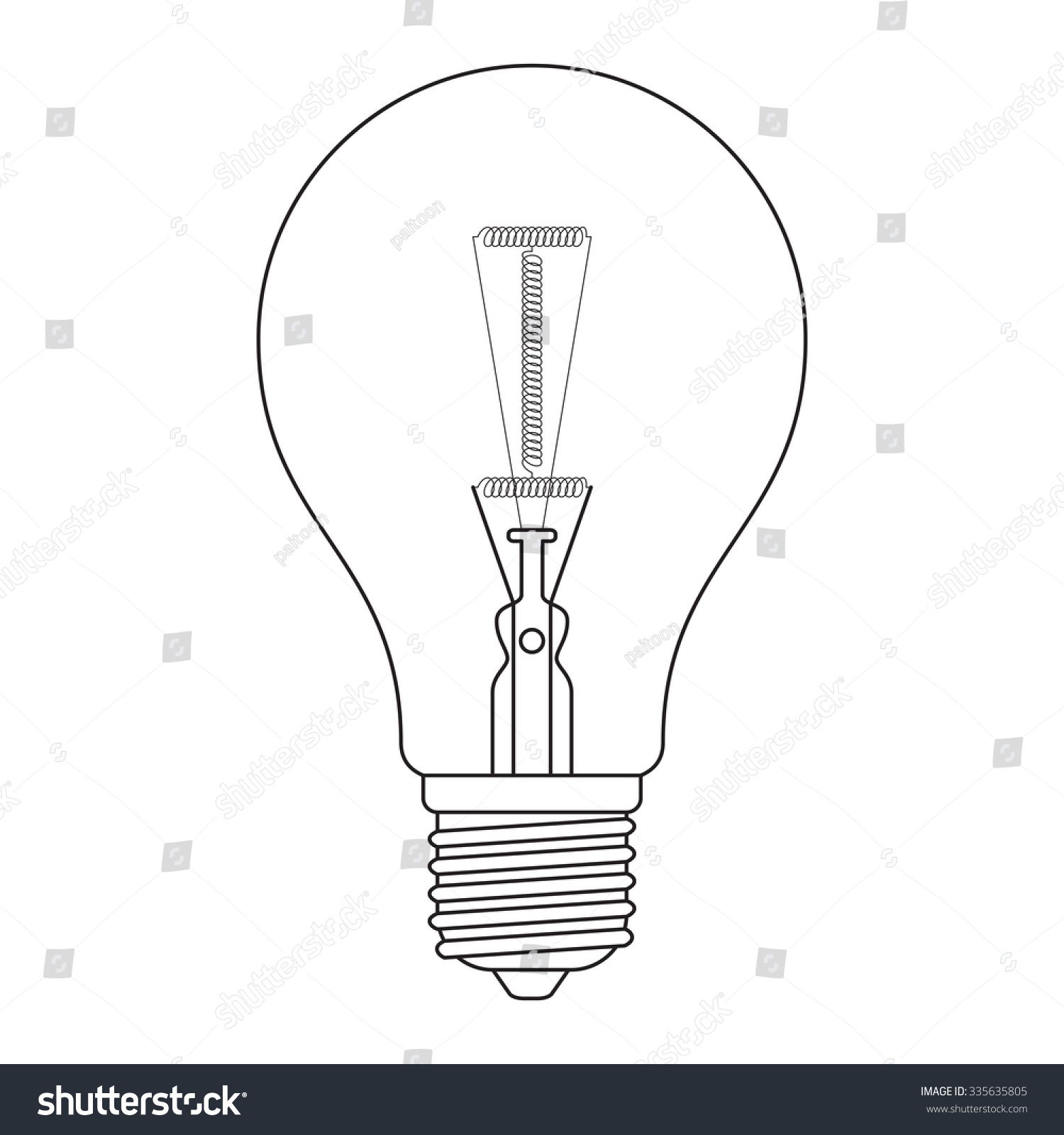 stock vector the letter i in the alphabet incandescent light bulb set outline style black and white color 335635805